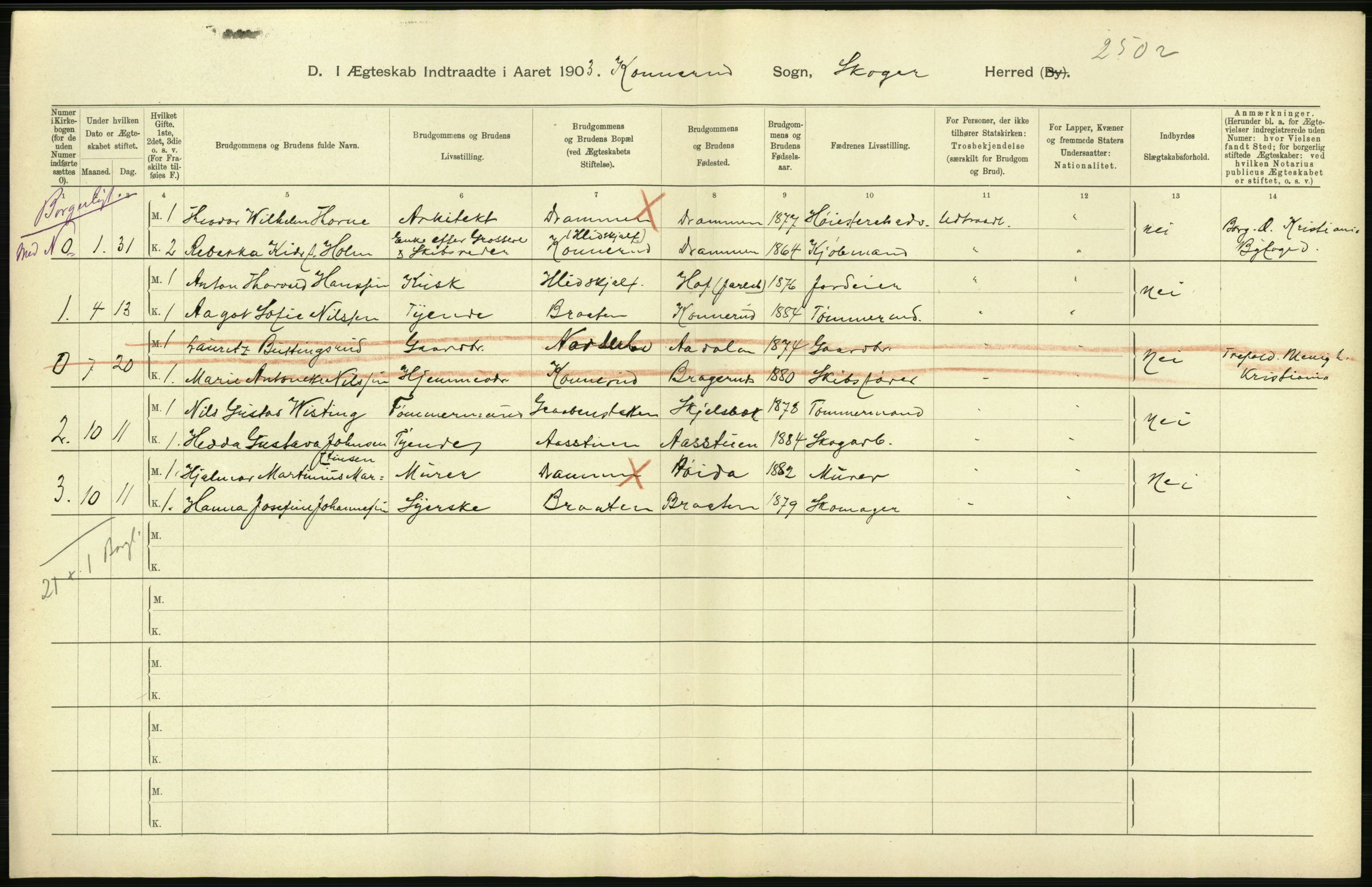 Statistisk sentralbyrå, Sosiodemografiske emner, Befolkning, AV/RA-S-2228/D/Df/Dfa/Dfaa/L0008: Jarlsberg og Larvik amt: Fødte, gifte, døde, 1903, p. 446