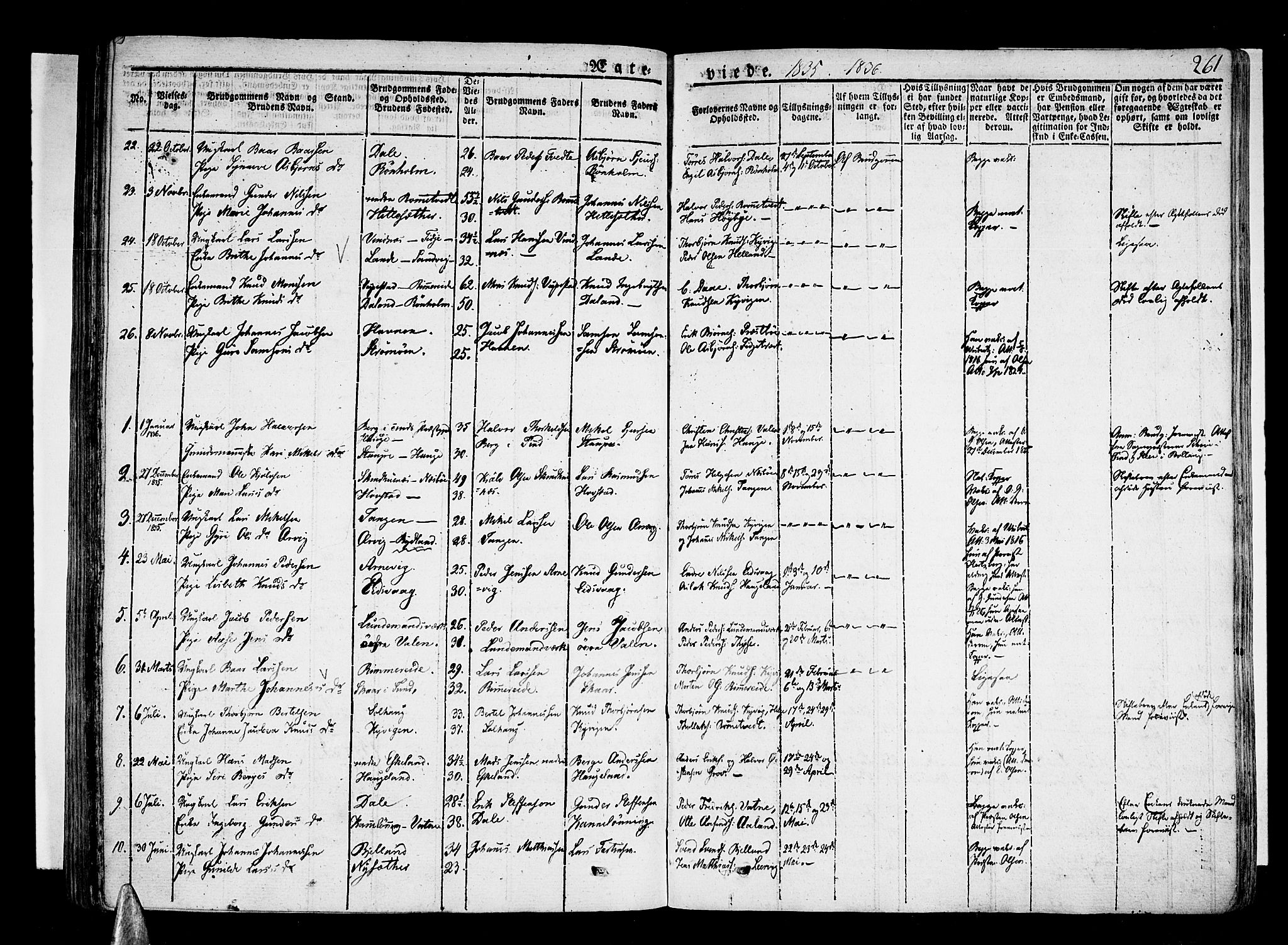 Stord sokneprestembete, AV/SAB-A-78201/H/Haa: Parish register (official) no. A 6, 1826-1840, p. 261