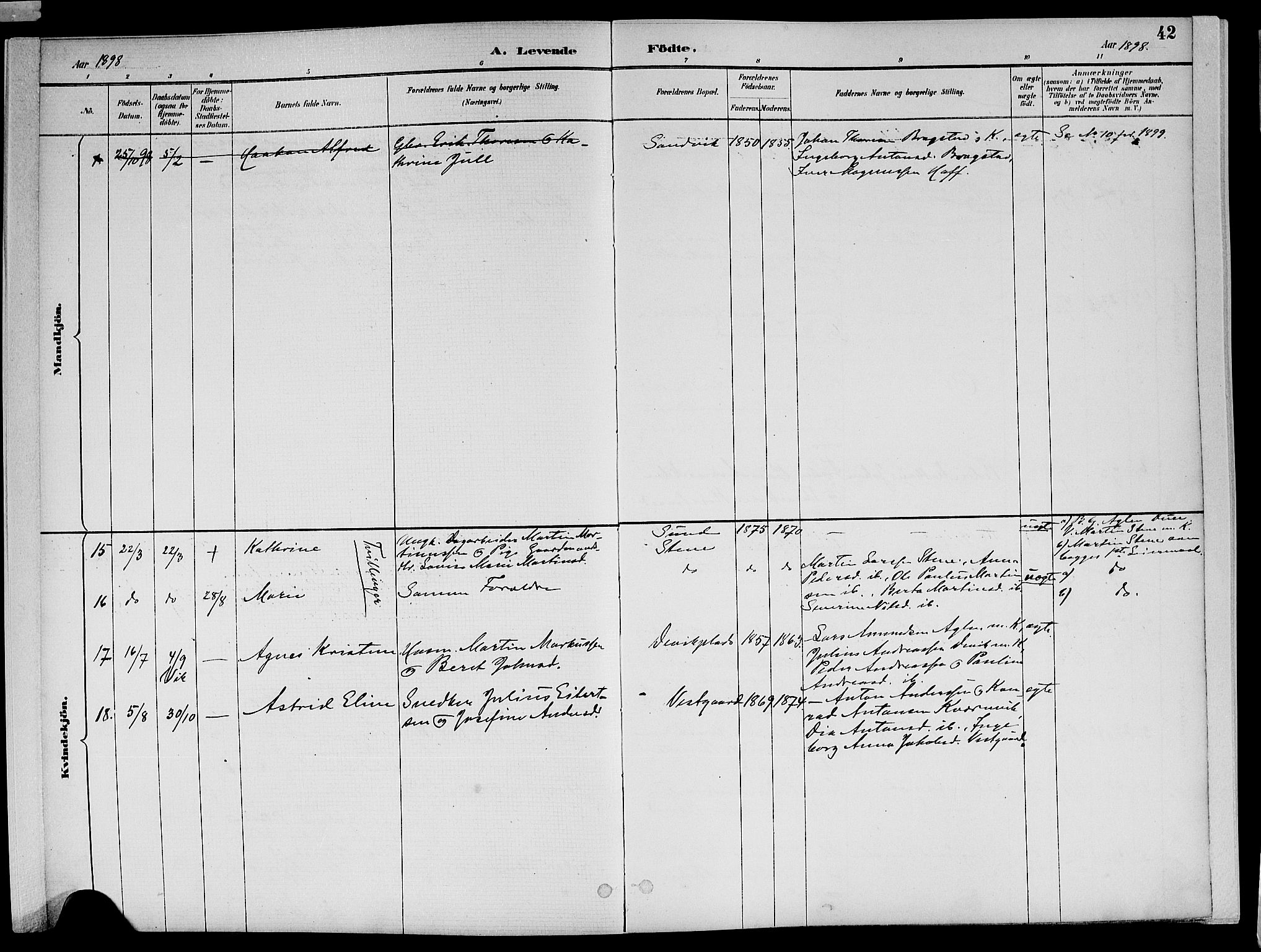 Ministerialprotokoller, klokkerbøker og fødselsregistre - Nord-Trøndelag, AV/SAT-A-1458/773/L0617: Parish register (official) no. 773A08, 1887-1910, p. 42