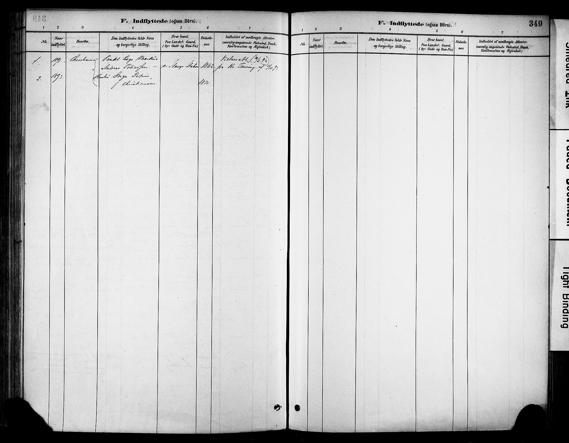 Stange prestekontor, SAH/PREST-002/K/L0017: Parish register (official) no. 17, 1880-1893, p. 349