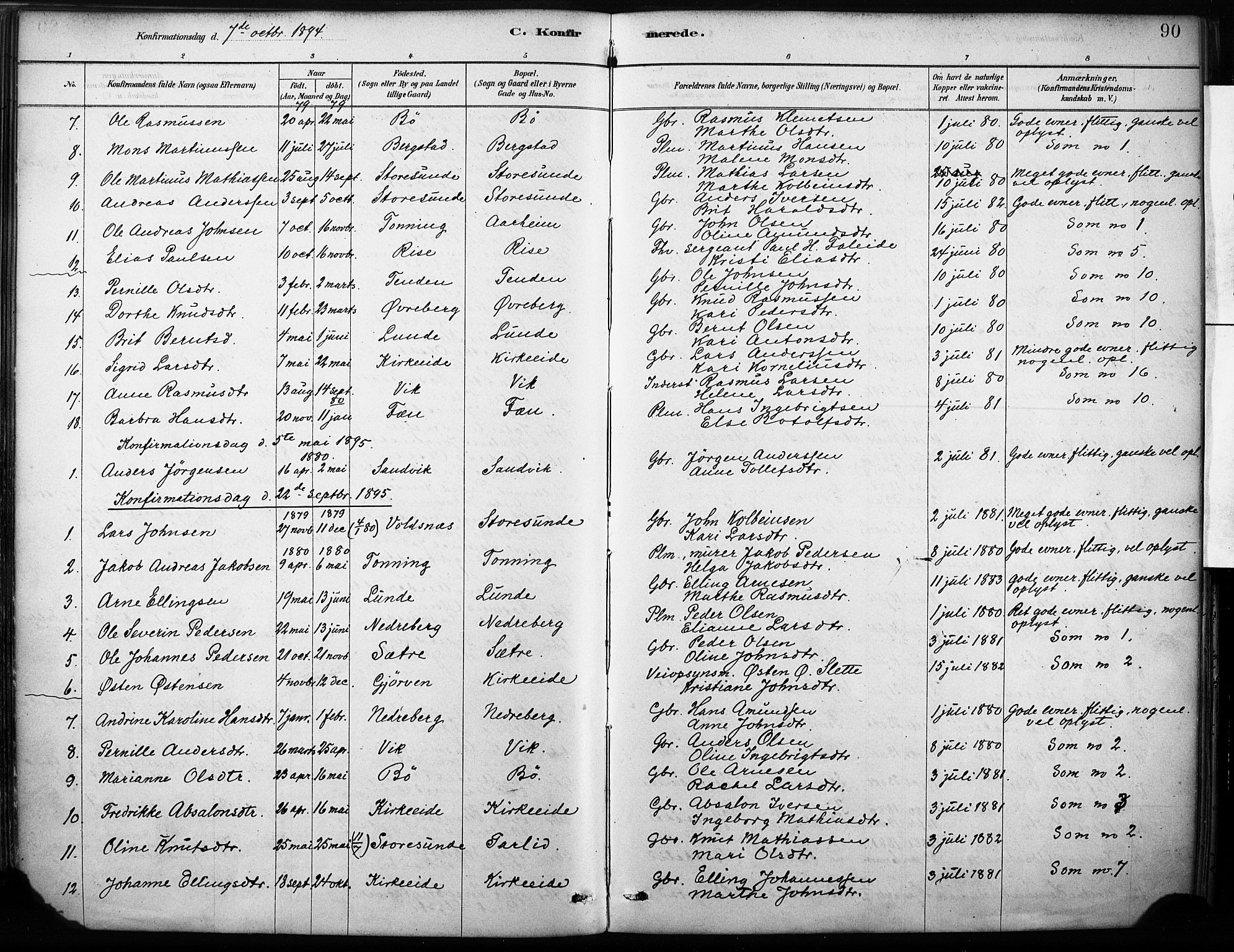 Stryn Sokneprestembete, AV/SAB-A-82501: Parish register (official) no. B 1, 1878-1907, p. 90