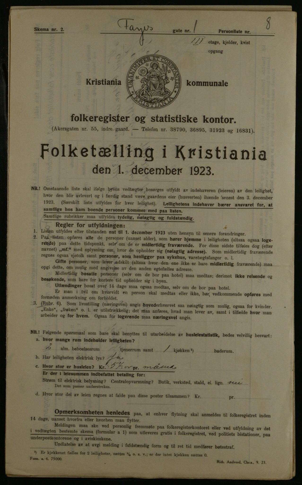 OBA, Municipal Census 1923 for Kristiania, 1923, p. 26856