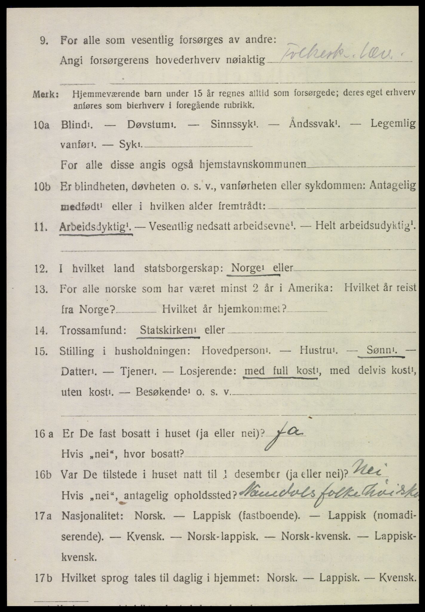 SAT, 1920 census for Vikna, 1920, p. 4394