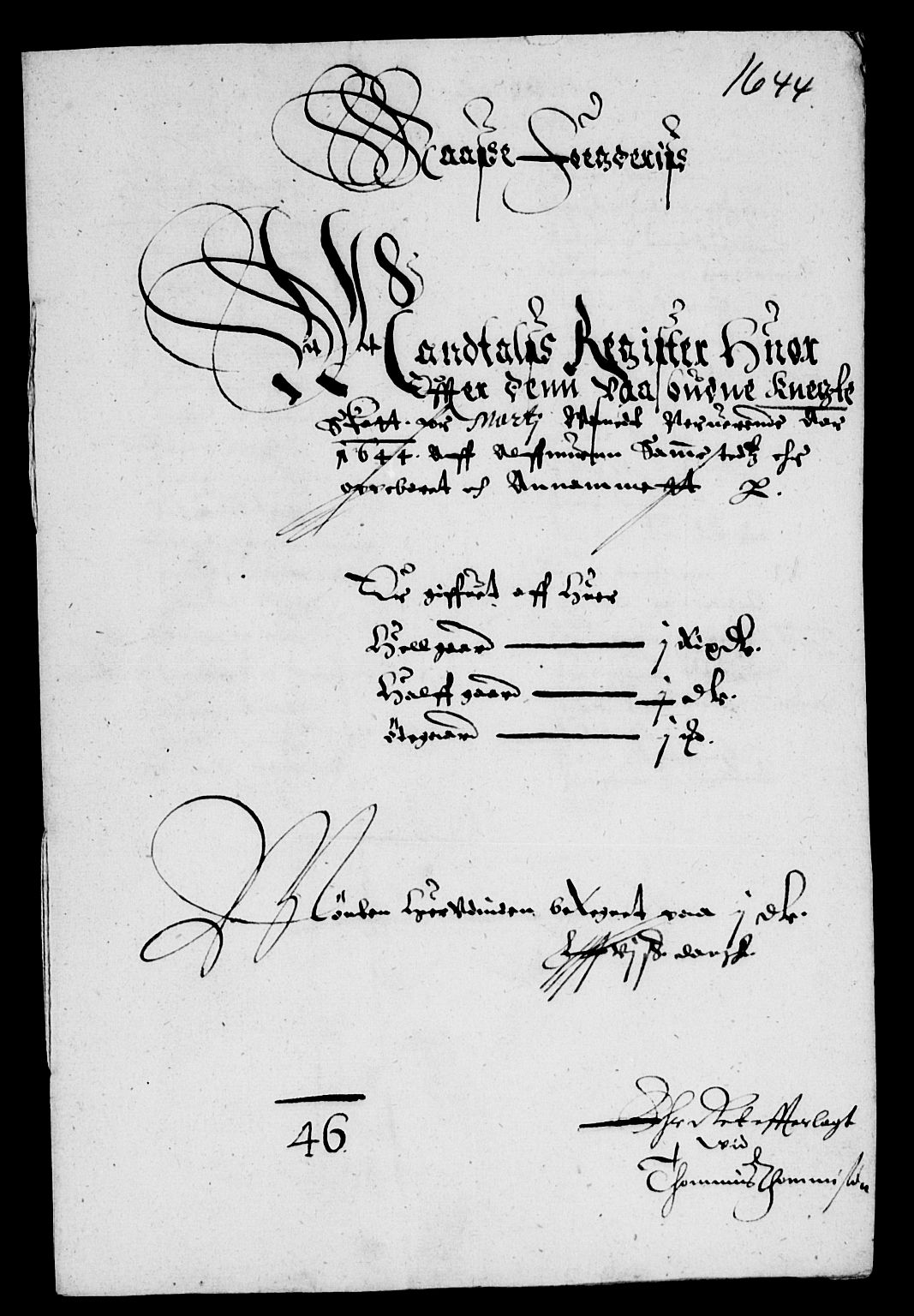 Rentekammeret inntil 1814, Reviderte regnskaper, Lensregnskaper, AV/RA-EA-5023/R/Rb/Rba/L0178: Akershus len, 1644