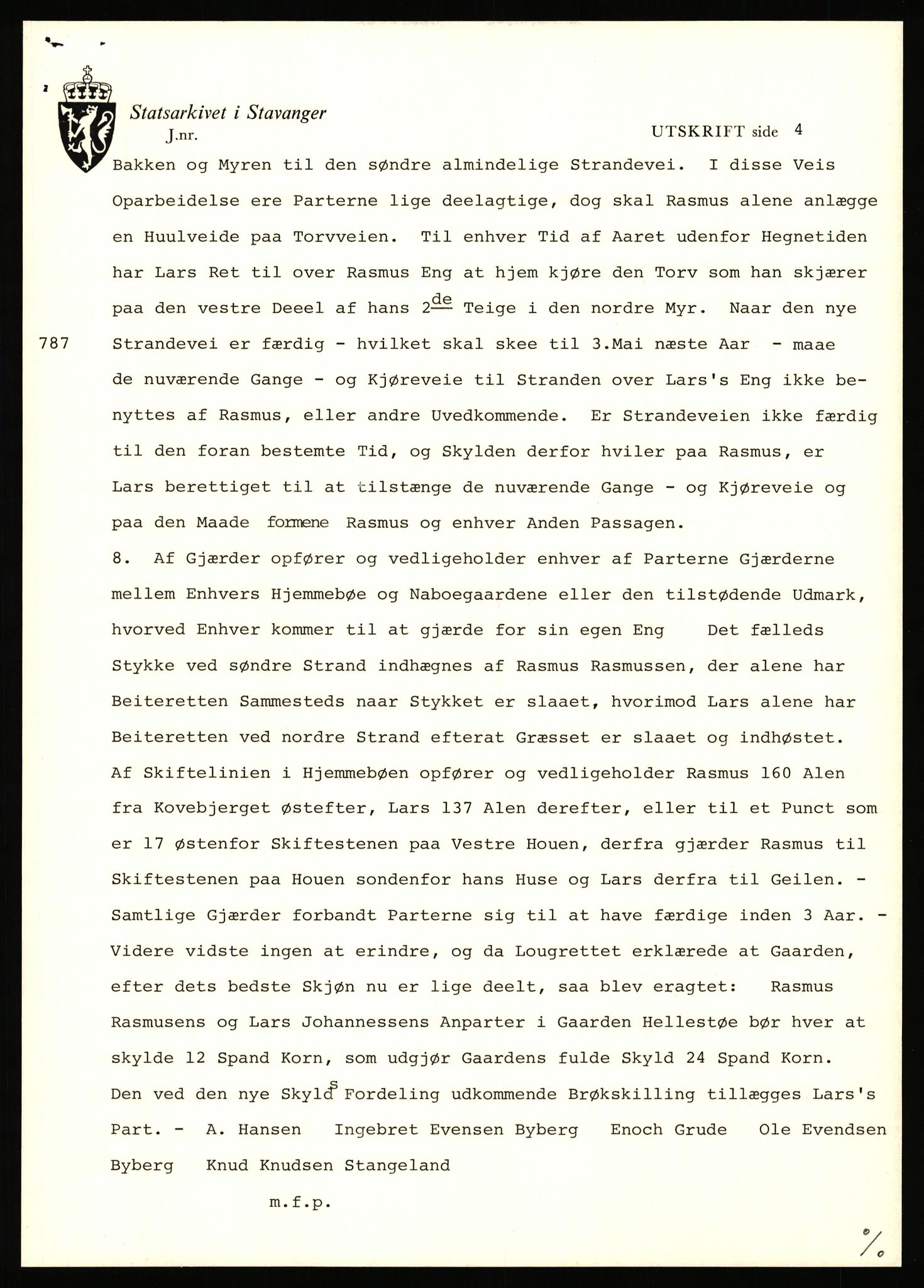 Statsarkivet i Stavanger, AV/SAST-A-101971/03/Y/Yj/L0035: Avskrifter sortert etter gårdsnavn: Helleland - Hersdal, 1750-1930, p. 38