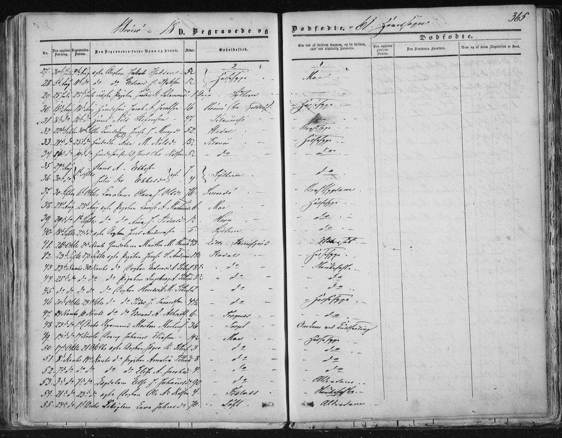Ministerialprotokoller, klokkerbøker og fødselsregistre - Nordland, SAT/A-1459/813/L0198: Parish register (official) no. 813A08, 1834-1874, p. 365
