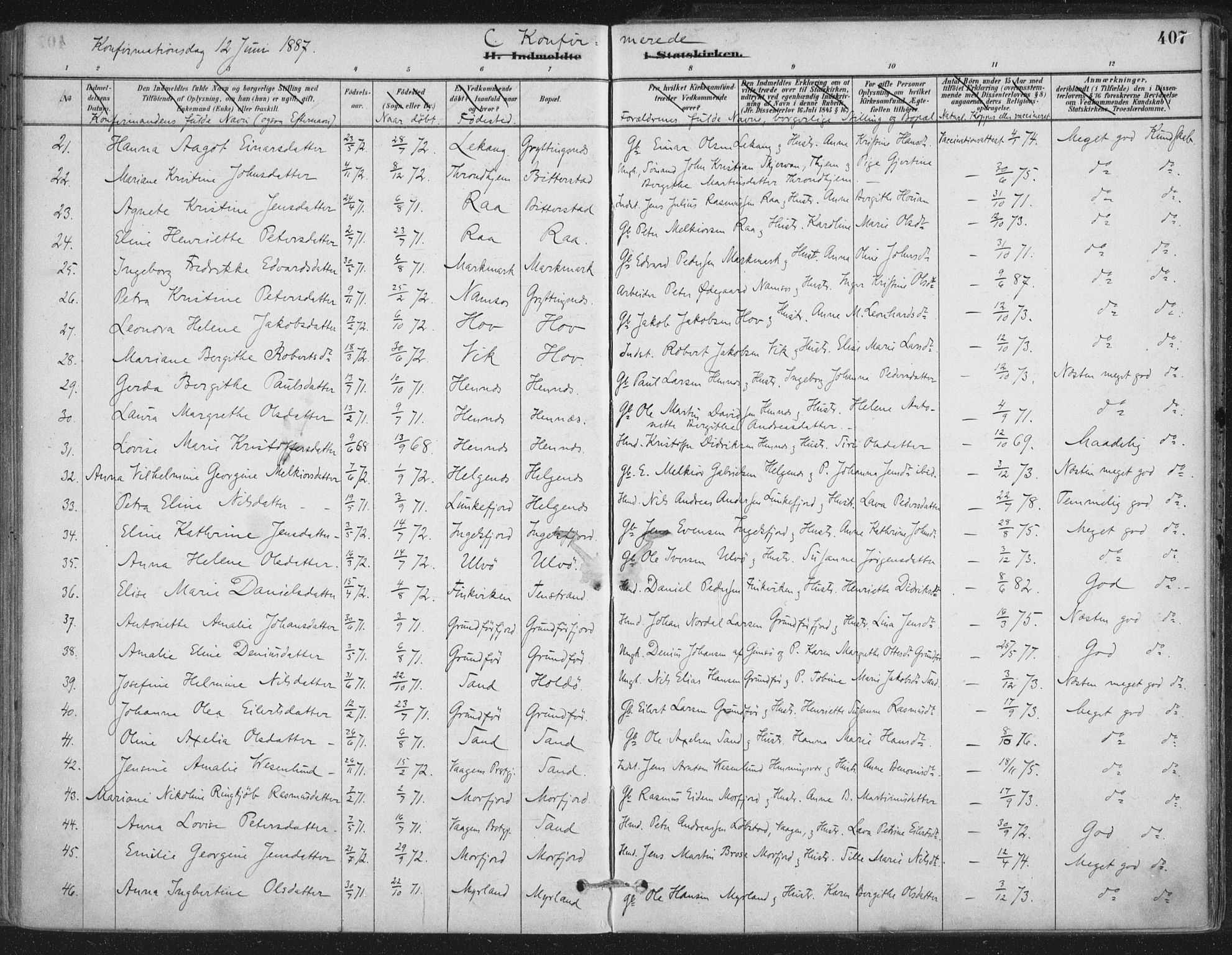 Ministerialprotokoller, klokkerbøker og fødselsregistre - Nordland, SAT/A-1459/888/L1244: Parish register (official) no. 888A10, 1880-1890, p. 407