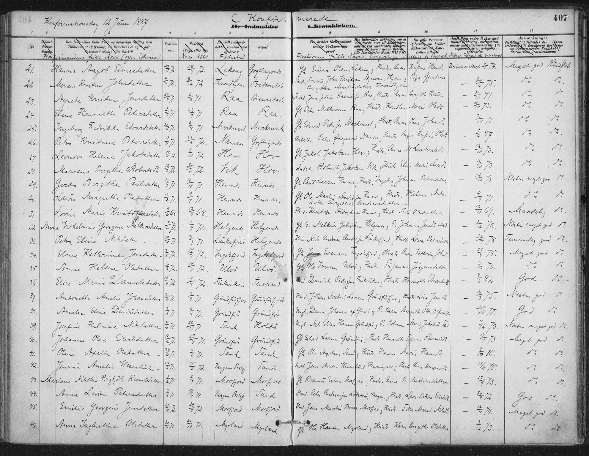 Ministerialprotokoller, klokkerbøker og fødselsregistre - Nordland, AV/SAT-A-1459/888/L1244: Parish register (official) no. 888A10, 1880-1890, p. 407