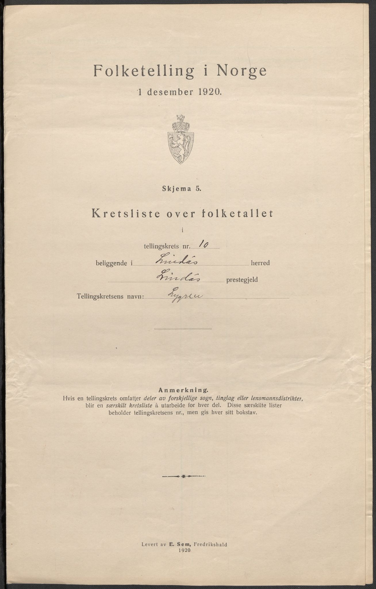 SAB, 1920 census for Lindås, 1920, p. 35
