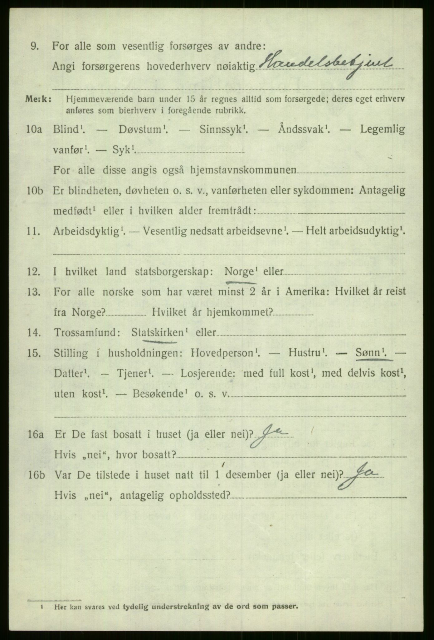 SAB, 1920 census for Voss, 1920, p. 3540