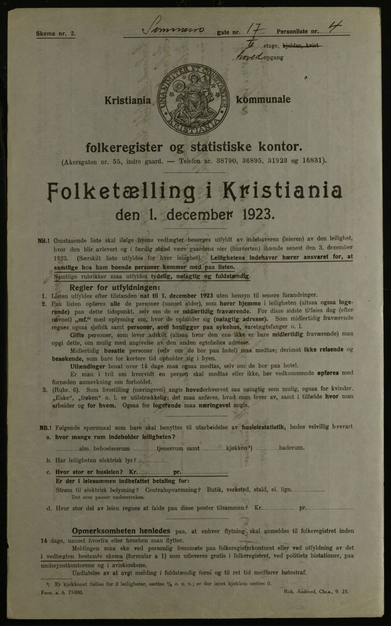 OBA, Municipal Census 1923 for Kristiania, 1923, p. 109887