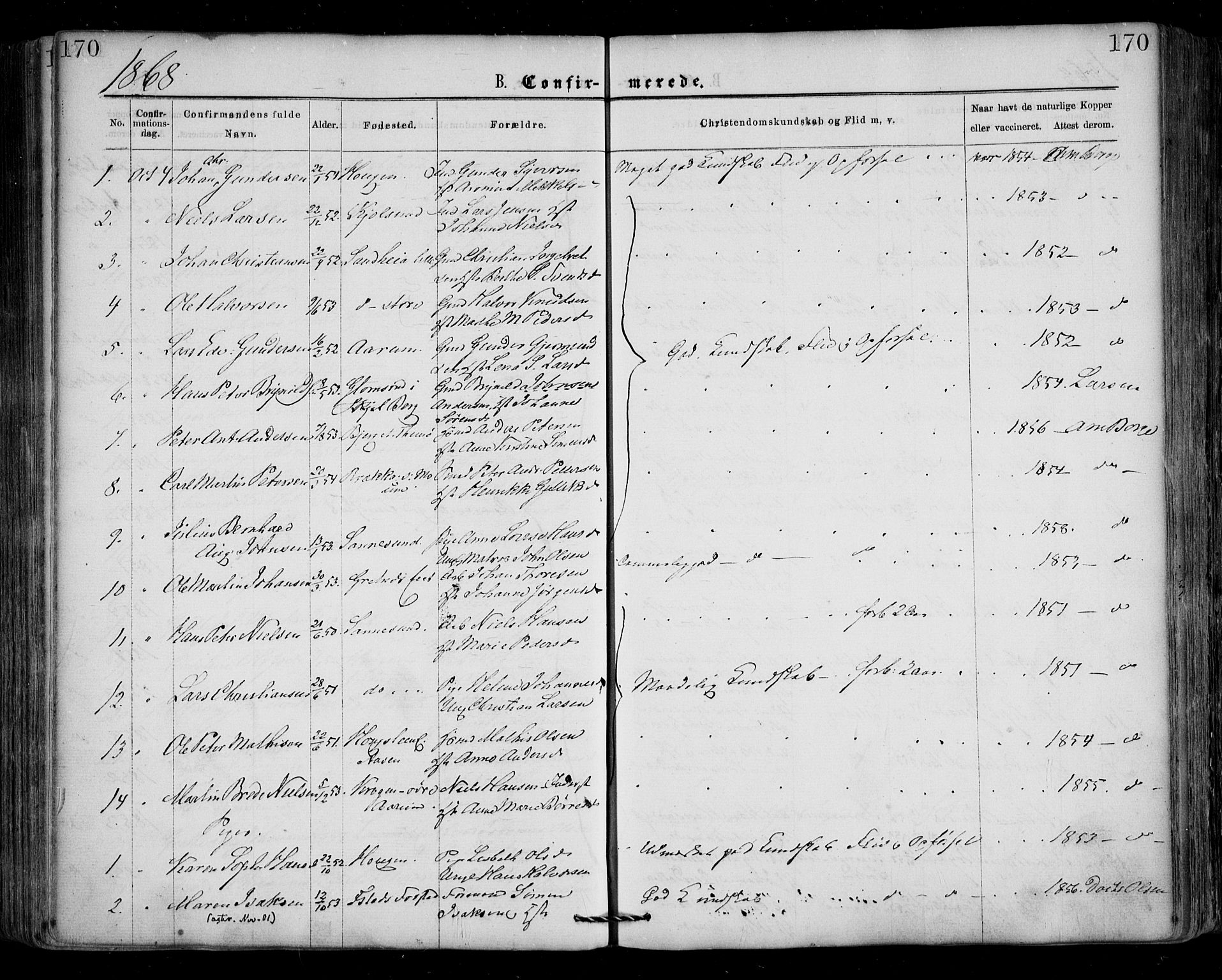 Borge prestekontor Kirkebøker, AV/SAO-A-10903/F/Fa/L0006: Parish register (official) no. I 6, 1861-1874, p. 170