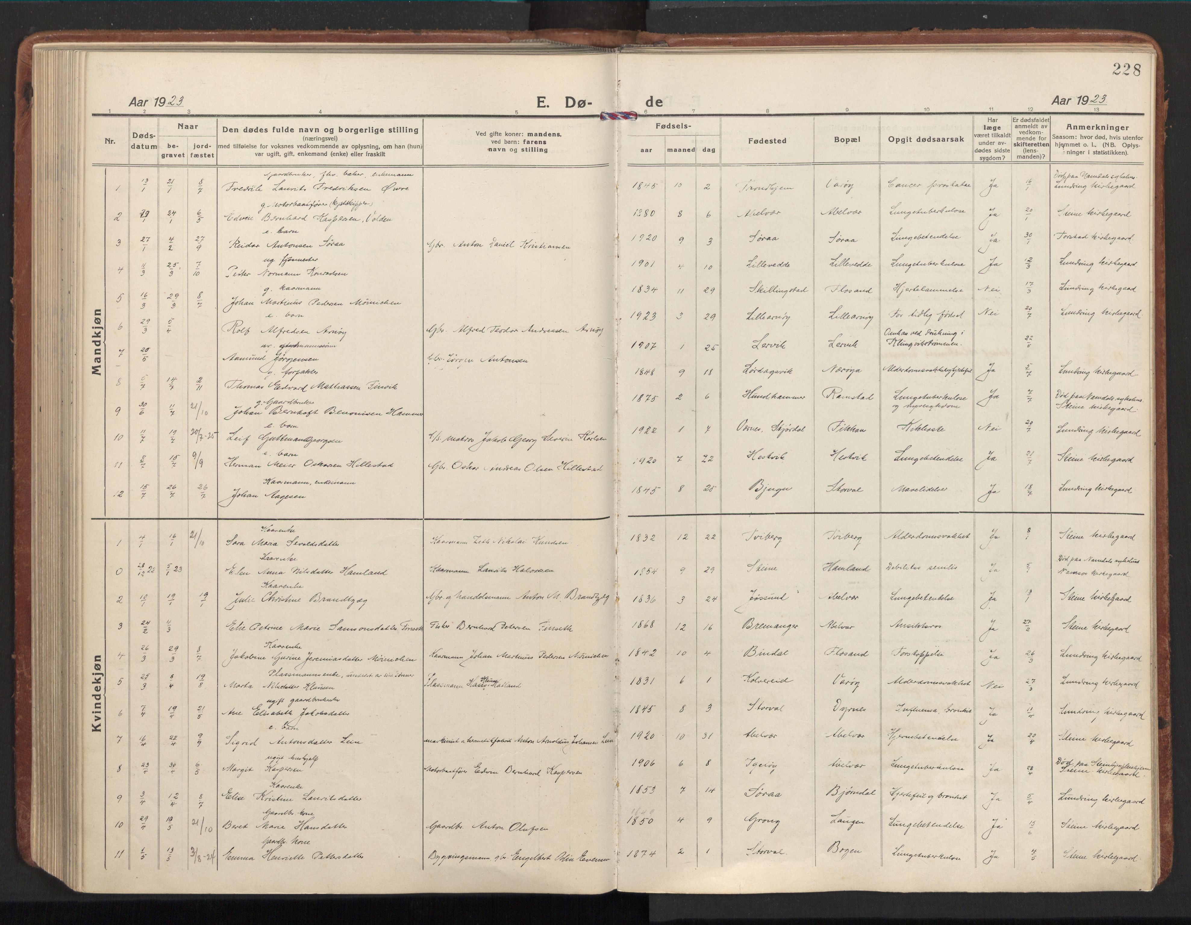 Ministerialprotokoller, klokkerbøker og fødselsregistre - Nord-Trøndelag, SAT/A-1458/784/L0678: Parish register (official) no. 784A13, 1921-1938, p. 228