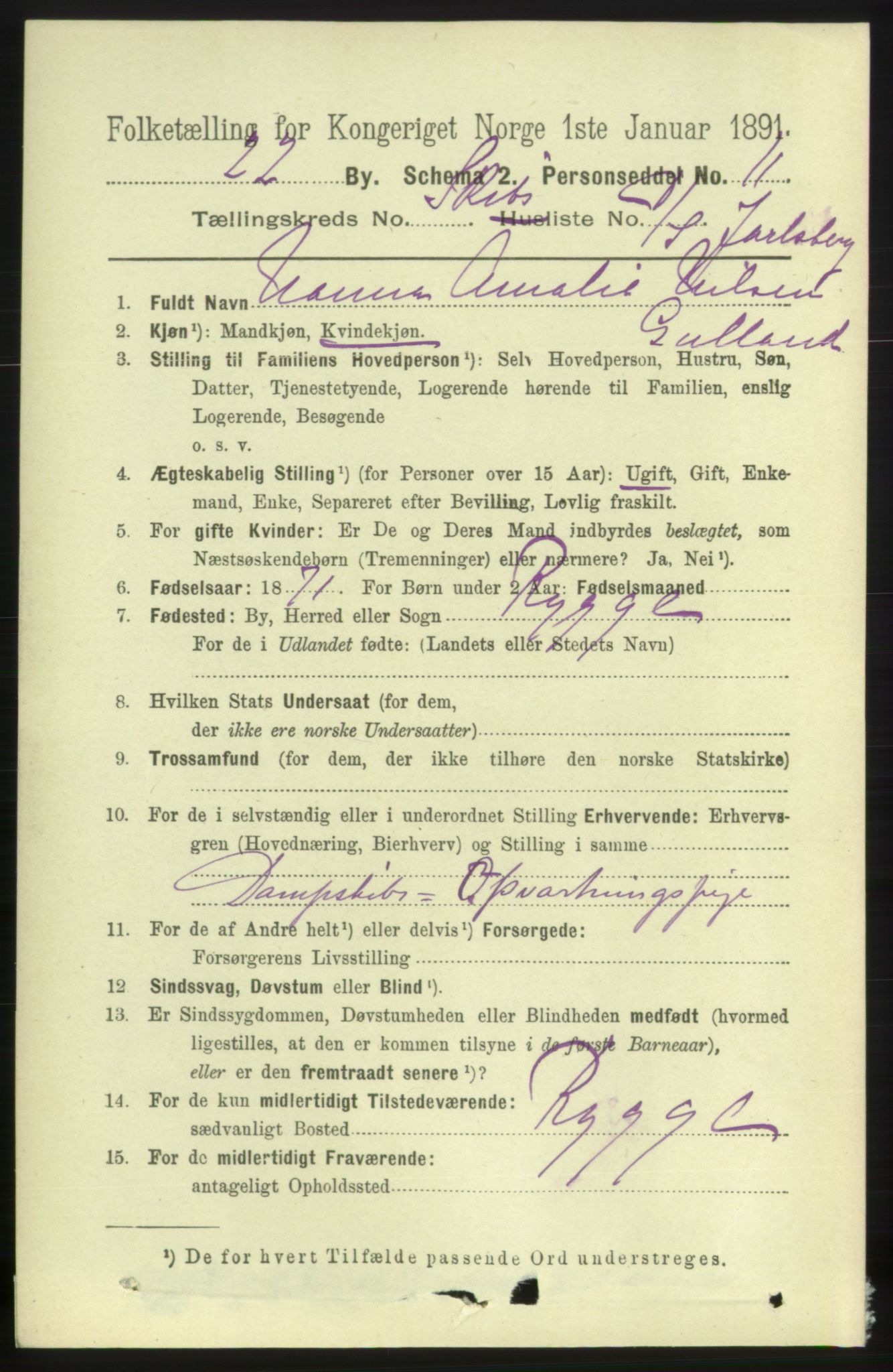 RA, 1891 census for 0705 Tønsberg, 1891, p. 8834