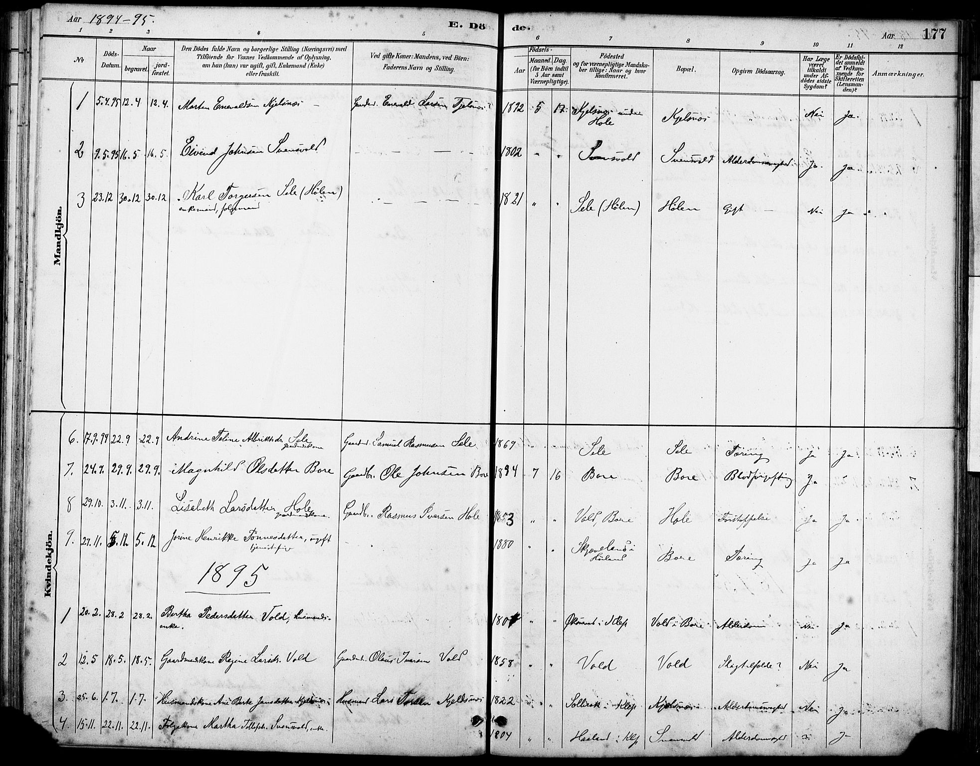 Klepp sokneprestkontor, SAST/A-101803/001/3/30BA/L0008: Parish register (official) no. A 9, 1886-1919, p. 177