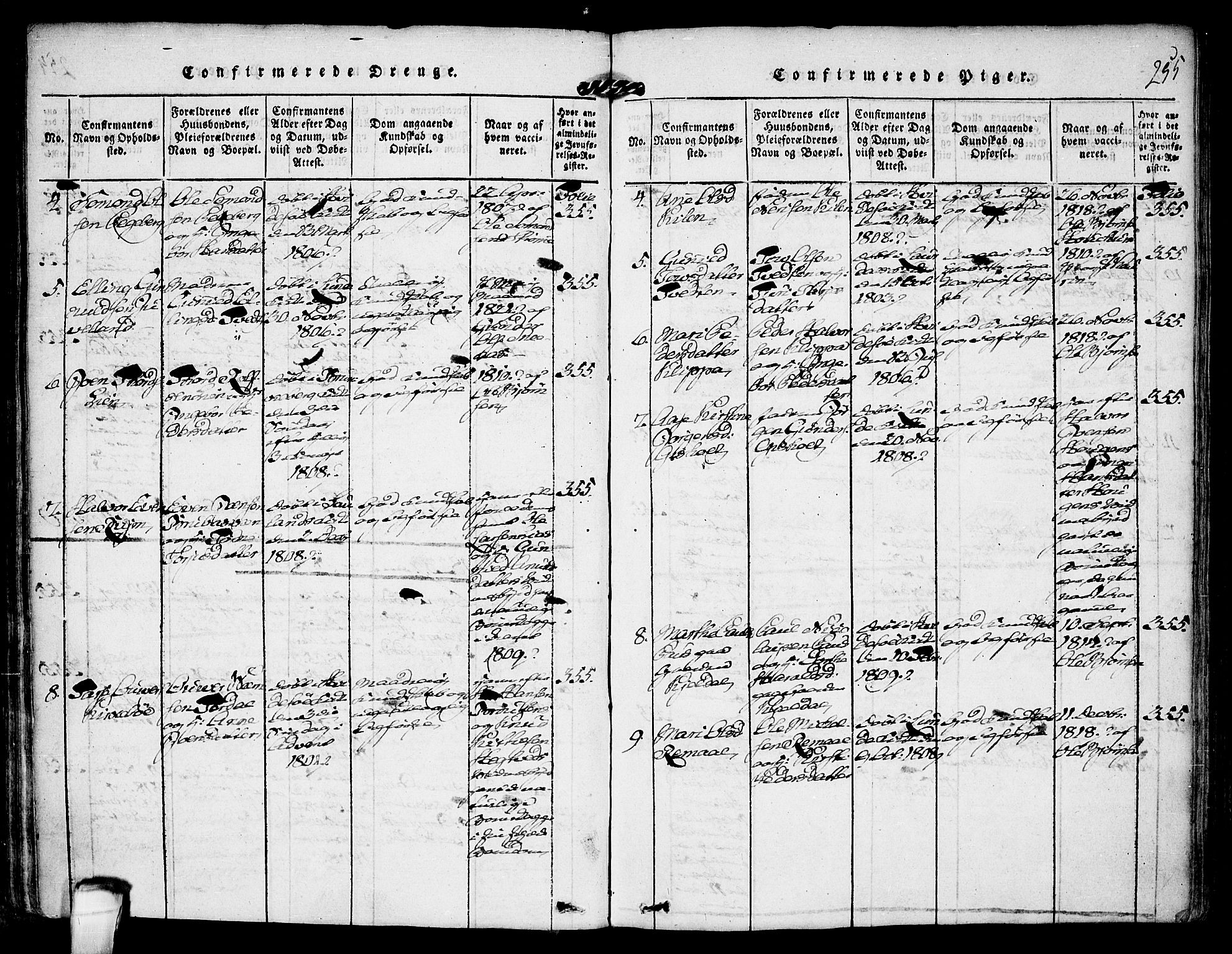 Kviteseid kirkebøker, SAKO/A-276/F/Fa/L0005: Parish register (official) no. I 5, 1815-1836, p. 255
