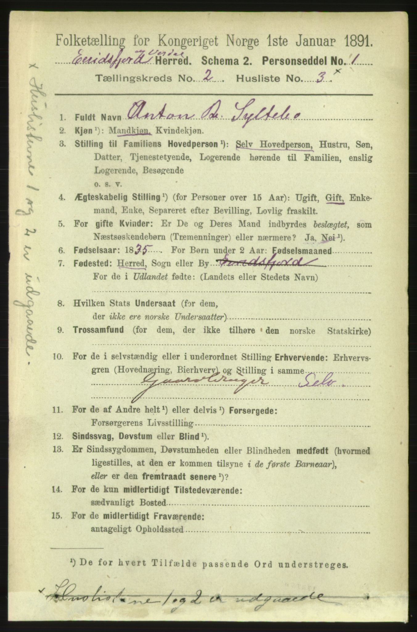 RA, 1891 census for 1542 Eresfjord og Vistdal, 1891, p. 363