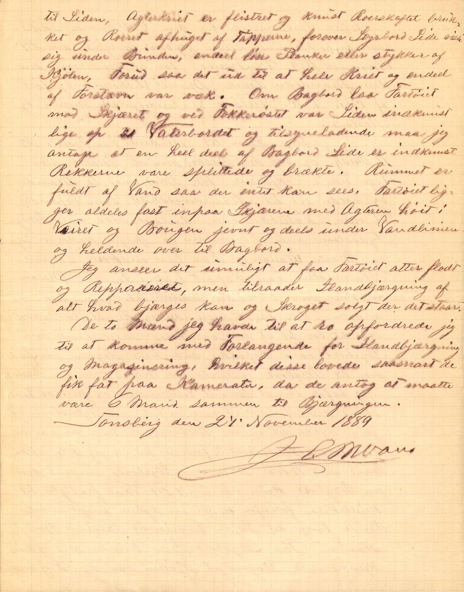 Pa 63 - Østlandske skibsassuranceforening, VEMU/A-1079/G/Ga/L0023/0012: Havaridokumenter / Columbus, Christiane Sophie, Marie, Jarlen, Kong Carl XV, 1889, p. 55