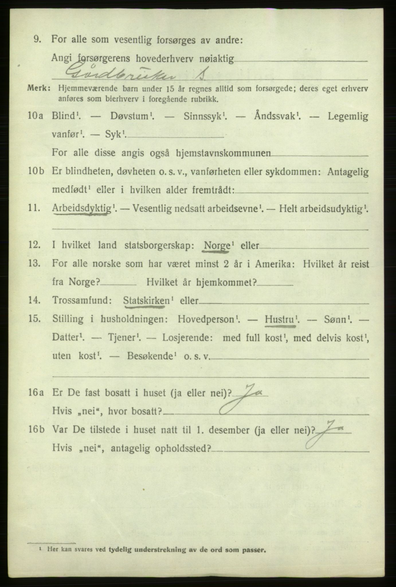 SAB, 1920 census for Ølen, 1920, p. 3384