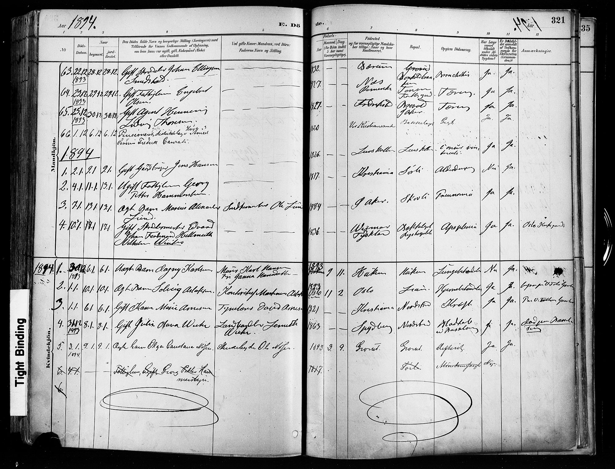Østre Aker prestekontor Kirkebøker, SAO/A-10840/F/Fa/L0008: Parish register (official) no. I 8, 1883-1894, p. 321