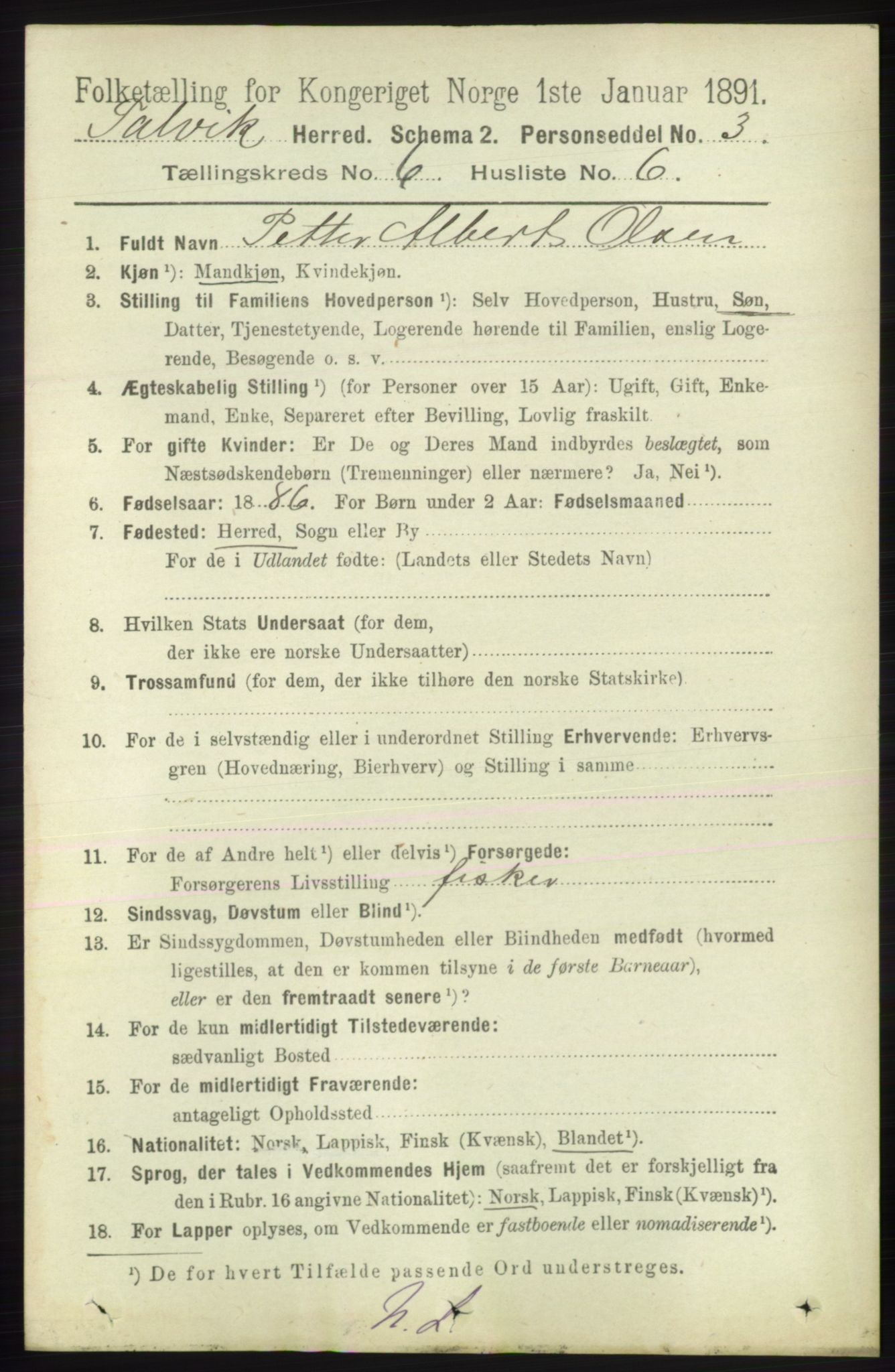 RA, 1891 census for 2013 Talvik, 1891, p. 1641