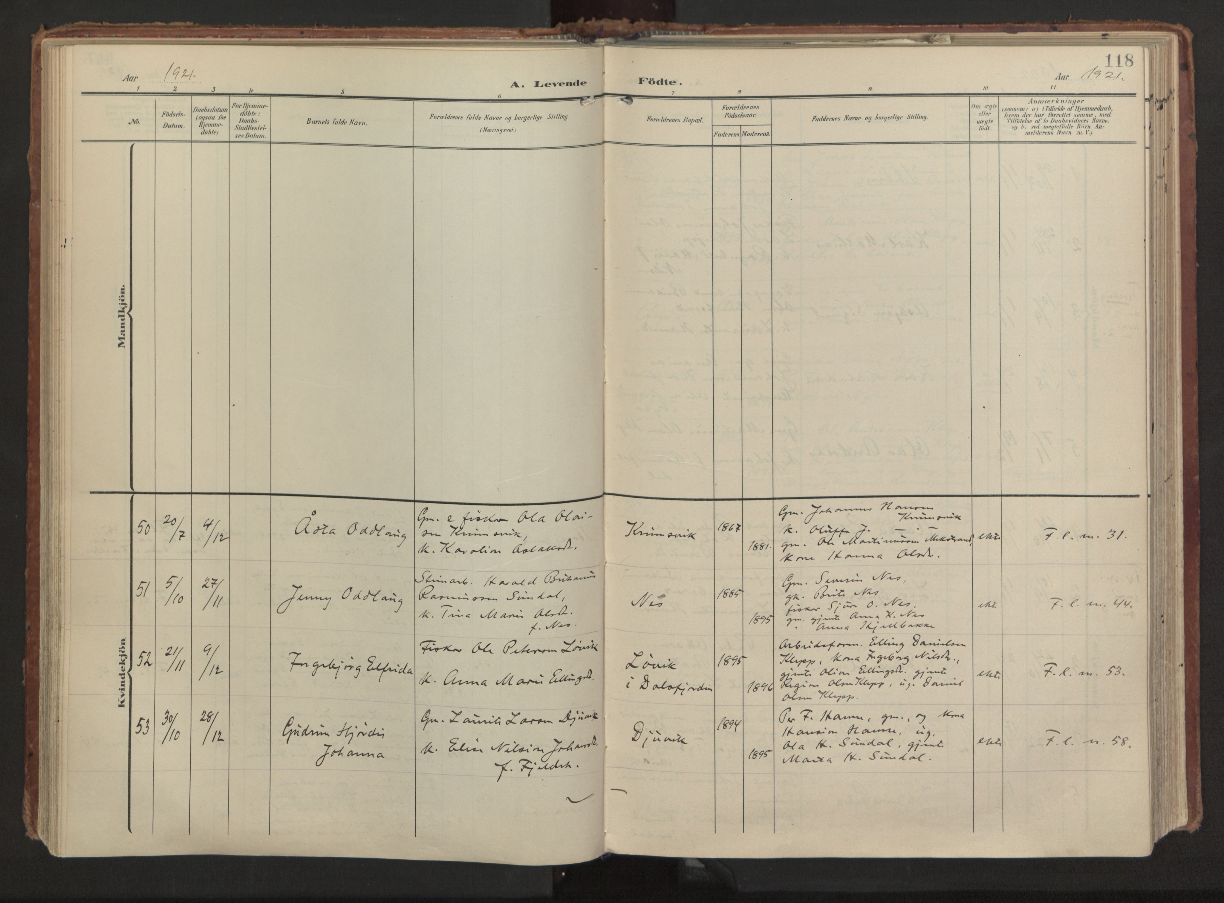 Ministerialprotokoller, klokkerbøker og fødselsregistre - Møre og Romsdal, AV/SAT-A-1454/511/L0144: Parish register (official) no. 511A11, 1906-1923, p. 118