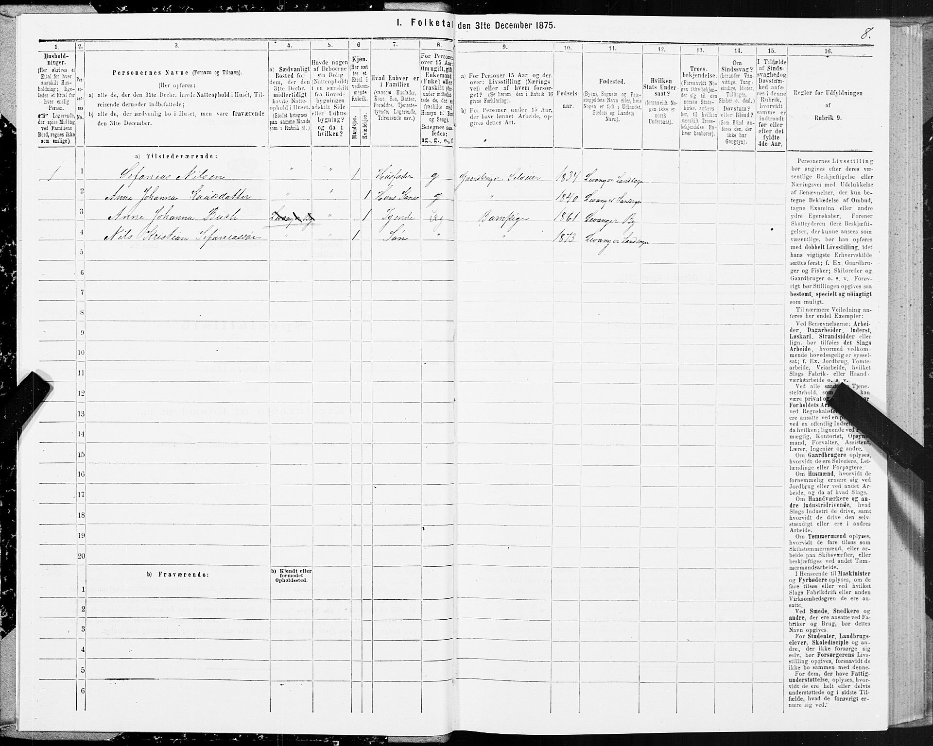 SAT, 1875 census for 1720L Levanger/Levanger, 1875, p. 1008