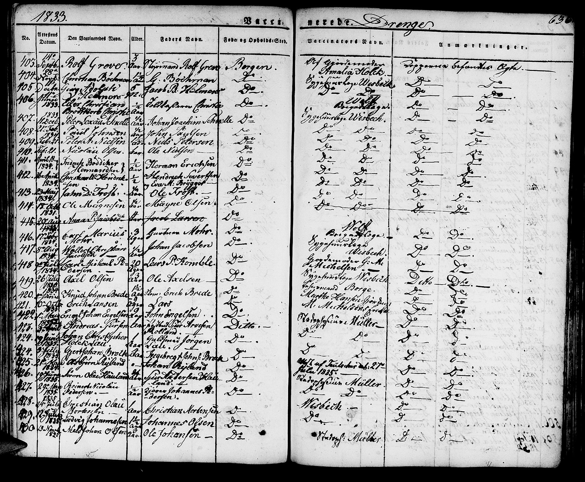Domkirken sokneprestembete, SAB/A-74801/H/Haa/L0012: Parish register (official) no. A 12, 1821-1840, p. 636