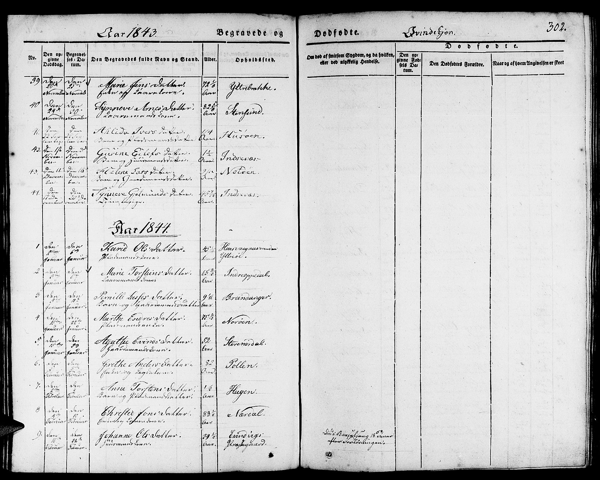 Gulen sokneprestembete, AV/SAB-A-80201/H/Haa/Haaa/L0020: Parish register (official) no. A 20, 1837-1847, p. 302