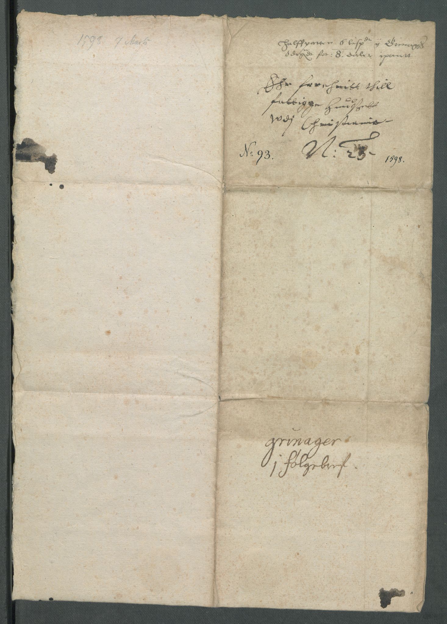 Riksarkivets diplomsamling, AV/RA-EA-5965/F02/L0105: Dokumenter, 1598, p. 17