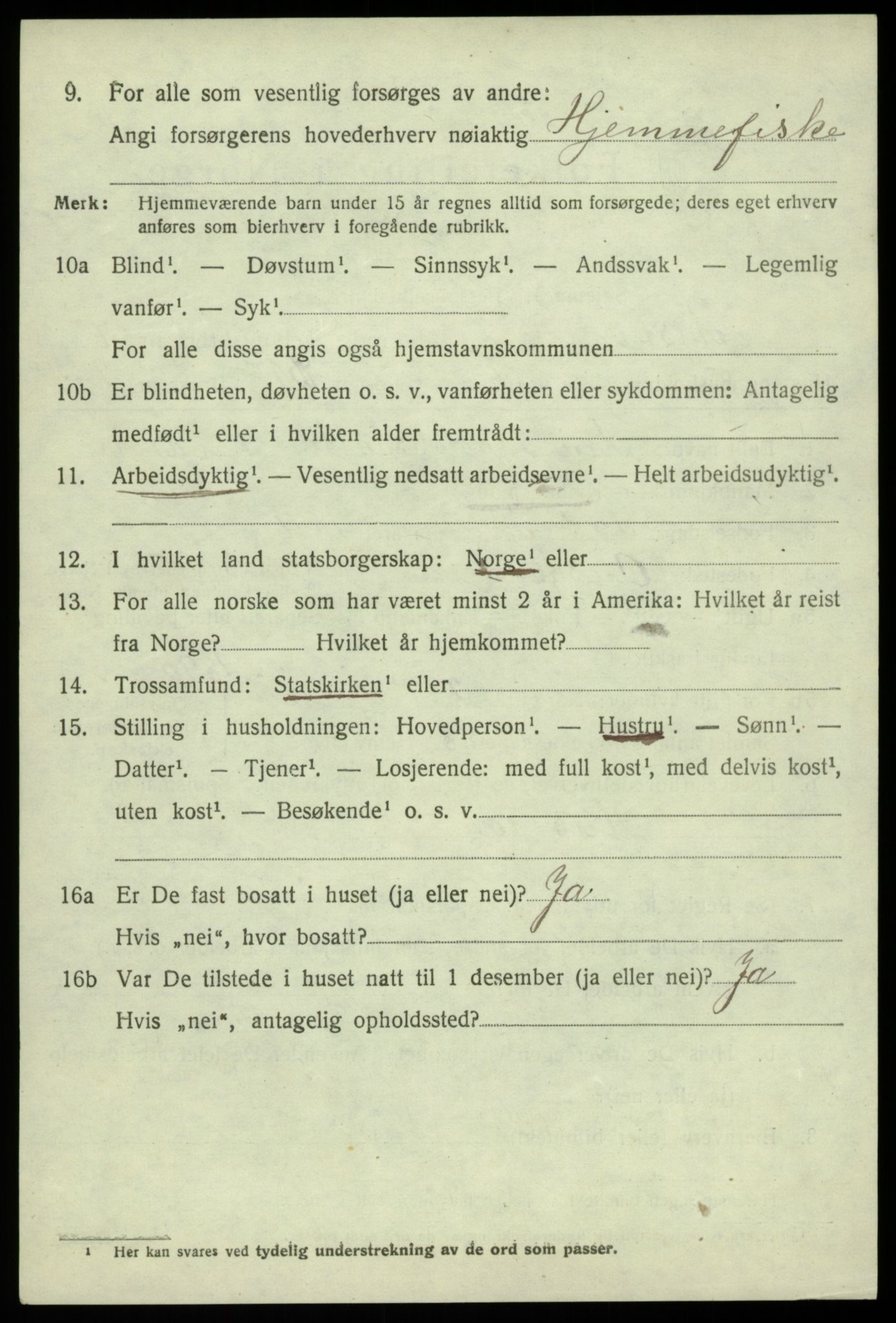 SAB, 1920 census for Austevoll, 1920, p. 3645