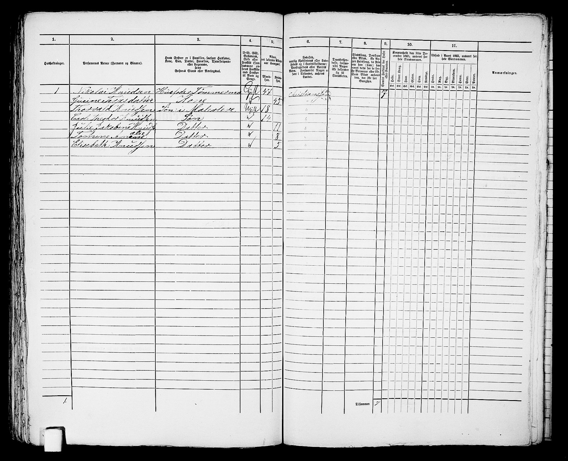 RA, 1865 census for Kristiansand, 1865, p. 470