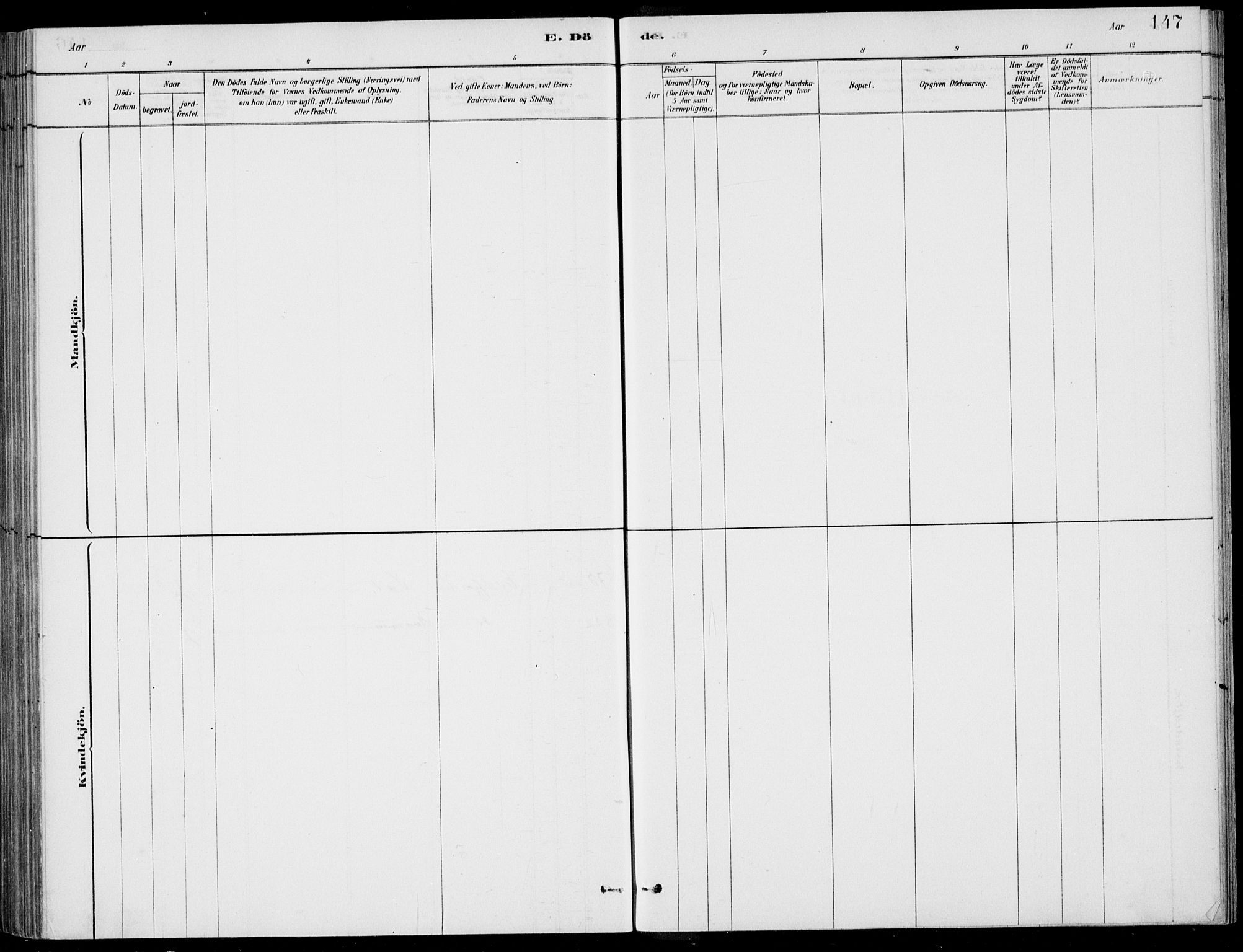 Ulvik sokneprestembete, AV/SAB-A-78801/H/Haa: Parish register (official) no. D  1, 1878-1903, p. 147