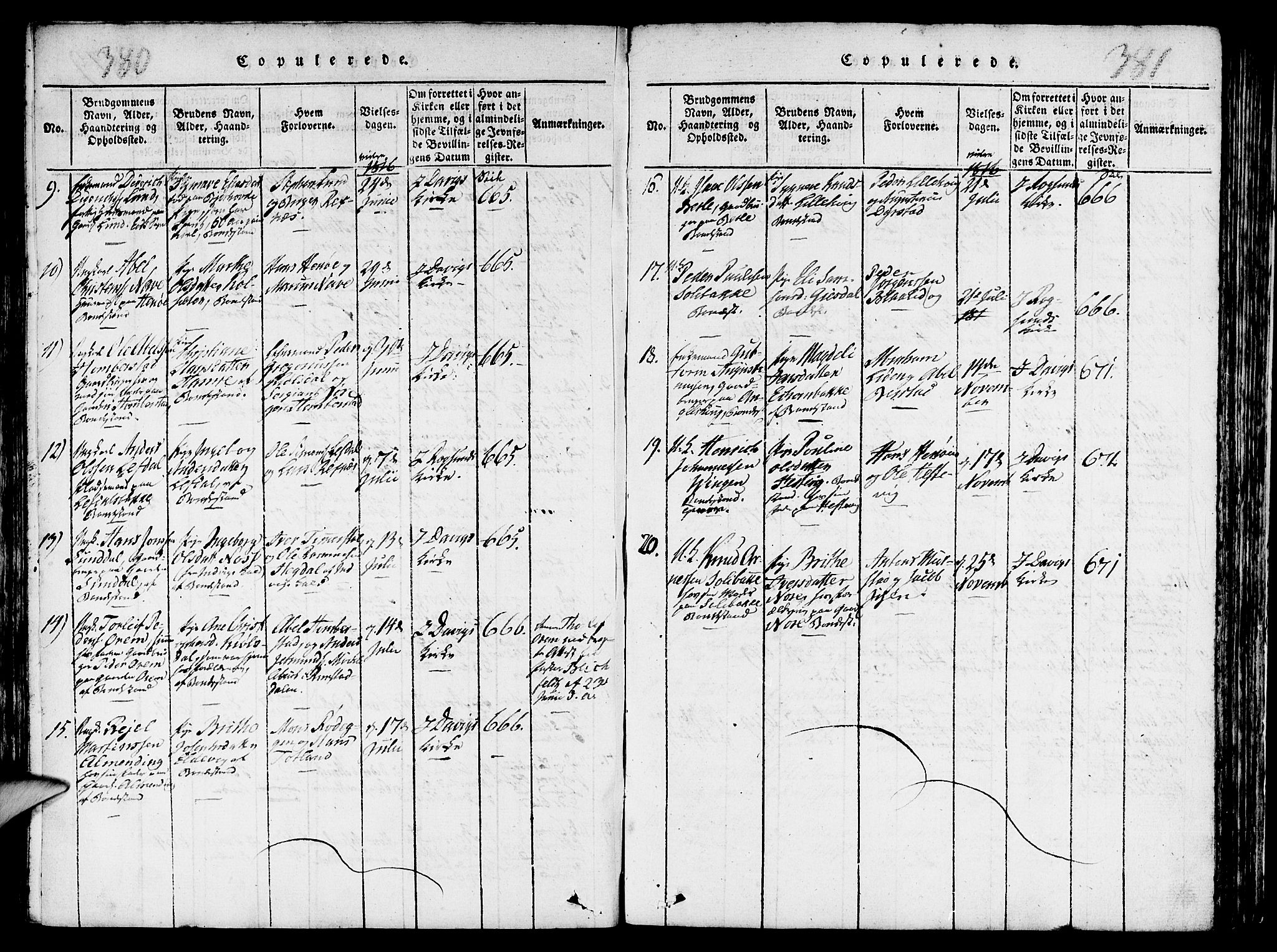 Davik sokneprestembete, AV/SAB-A-79701/H/Haa/Haaa/L0003: Parish register (official) no. A 3, 1816-1830, p. 380-381