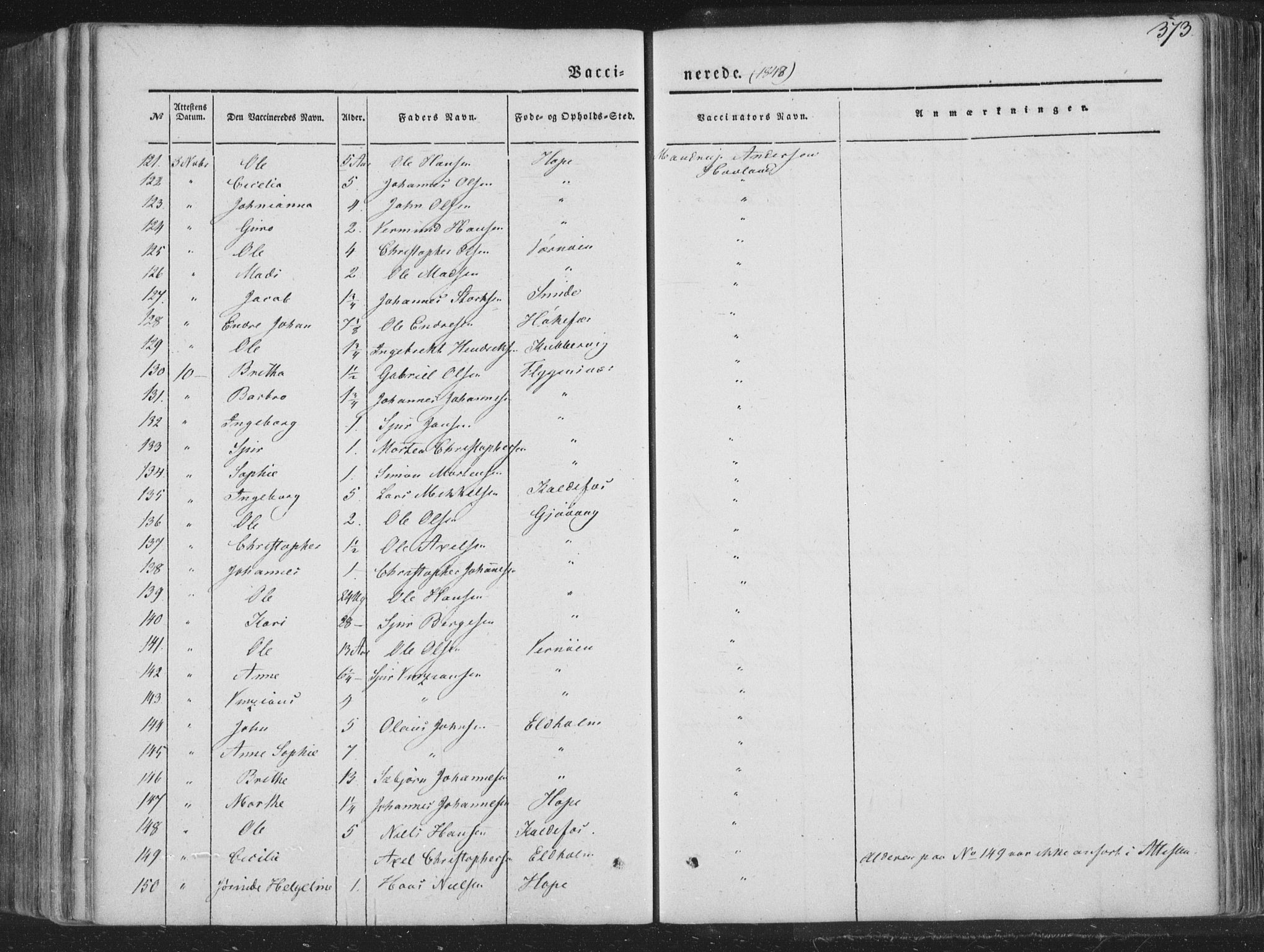 Tysnes sokneprestembete, AV/SAB-A-78601/H/Haa: Parish register (official) no. A 10, 1848-1859, p. 373