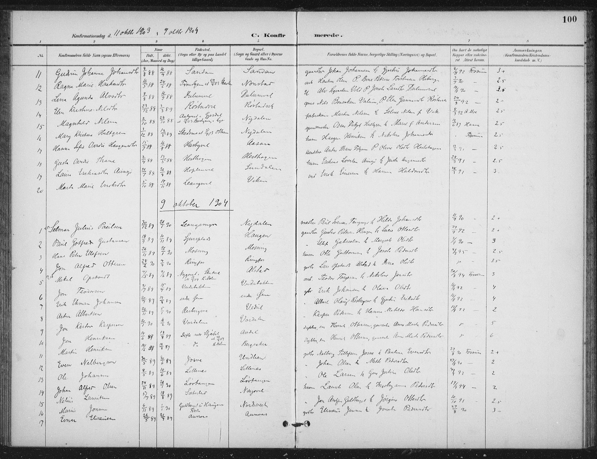Ministerialprotokoller, klokkerbøker og fødselsregistre - Nord-Trøndelag, SAT/A-1458/714/L0131: Parish register (official) no. 714A02, 1896-1918, p. 100