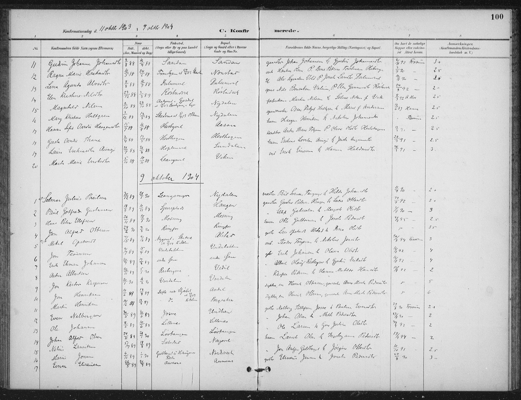 Ministerialprotokoller, klokkerbøker og fødselsregistre - Nord-Trøndelag, AV/SAT-A-1458/714/L0131: Parish register (official) no. 714A02, 1896-1918, p. 100