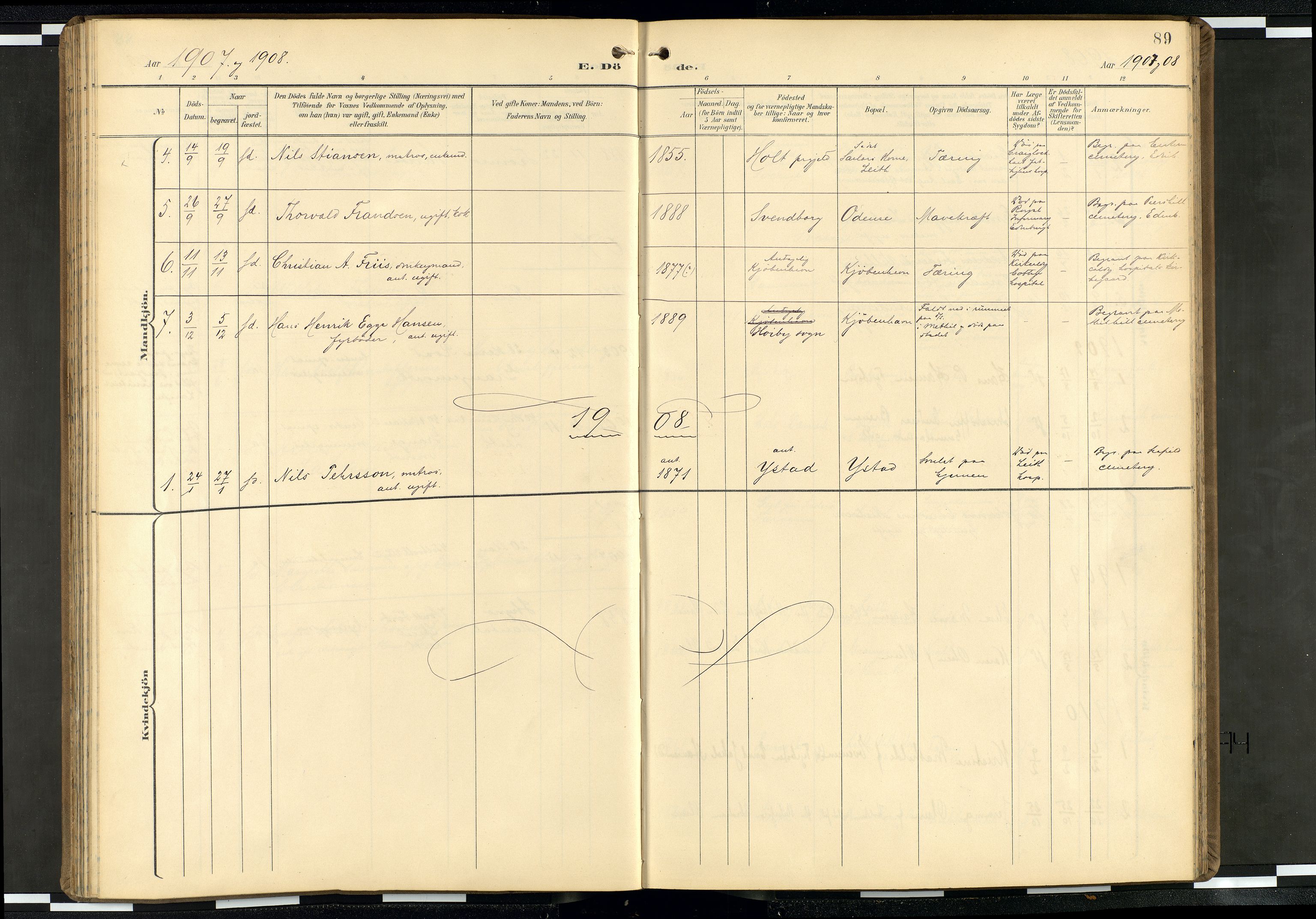 Den norske sjømannsmisjon i utlandet/Skotske havner (Leith, Glasgow), SAB/SAB/PA-0100/H/Ha/Haa/L0004: Parish register (official) no. A 4, 1899-1949, p. 88b-89a