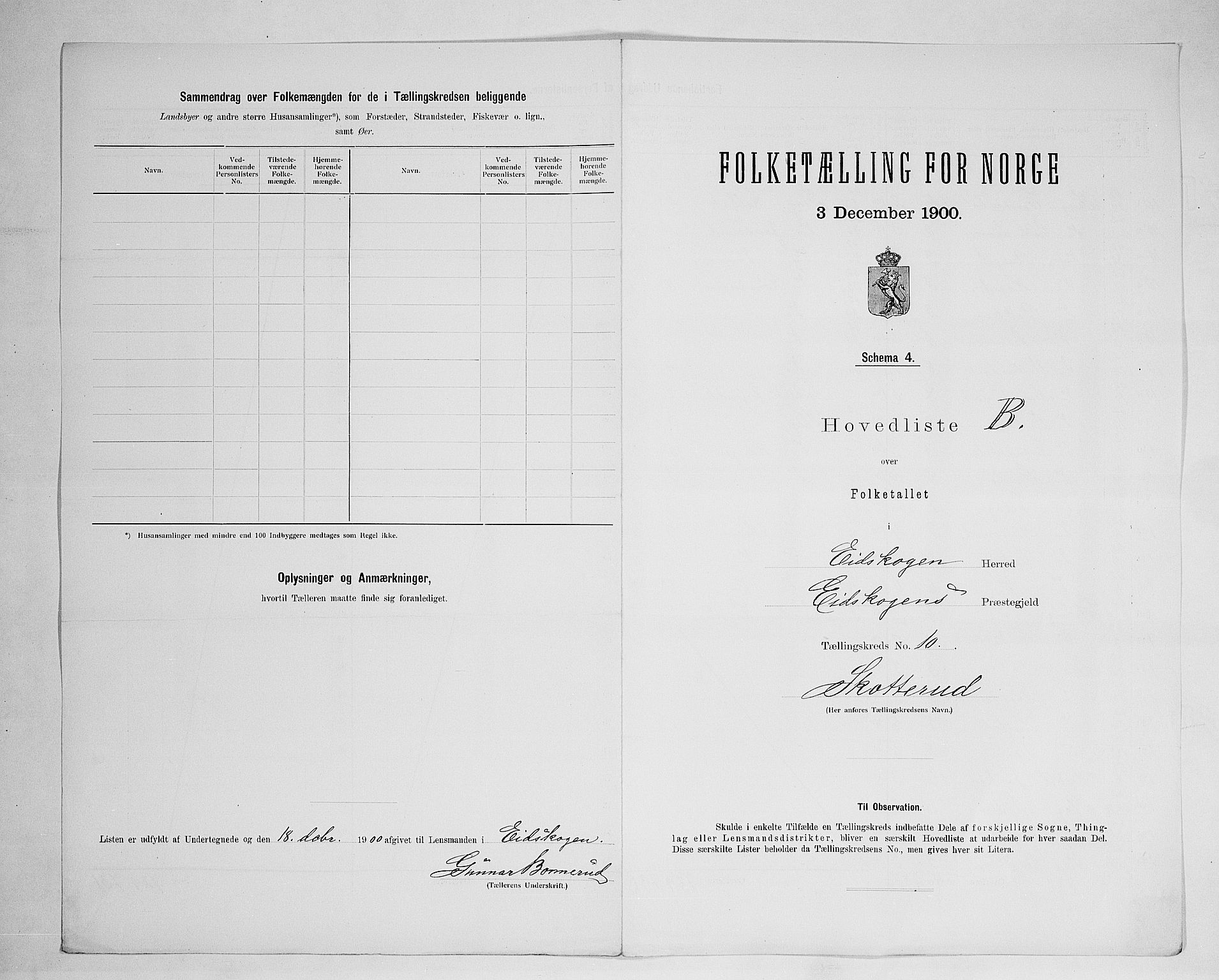 SAH, 1900 census for Eidskog, 1900, p. 41