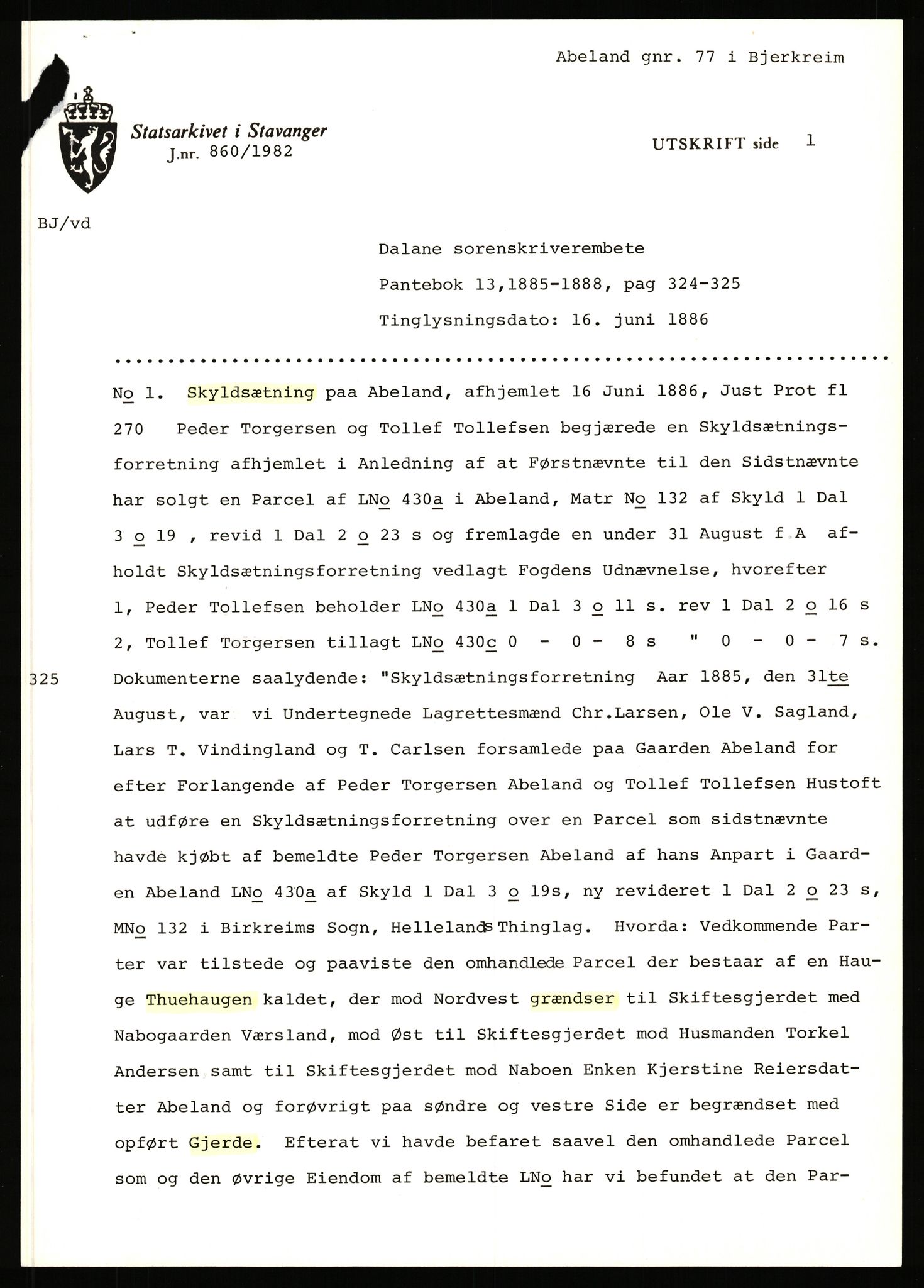 Statsarkivet i Stavanger, SAST/A-101971/03/Y/Yj/L0001: Avskrifter sortert etter gårdsnavn: Abeland - Alvs-Eike, 1750-1930, p. 50