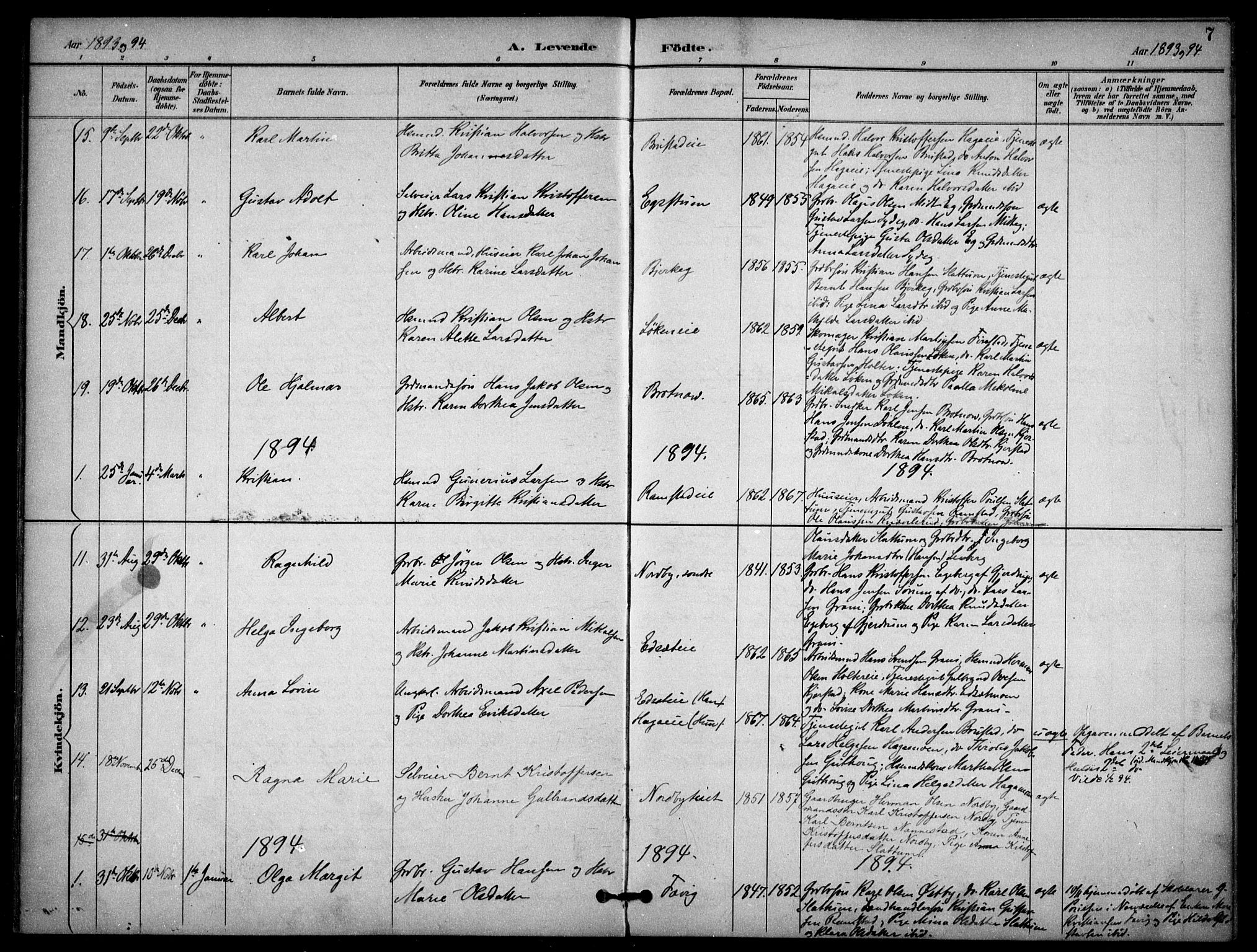 Nannestad prestekontor Kirkebøker, SAO/A-10414a/F/Fb/L0002: Parish register (official) no. II 2, 1891-1909, p. 7