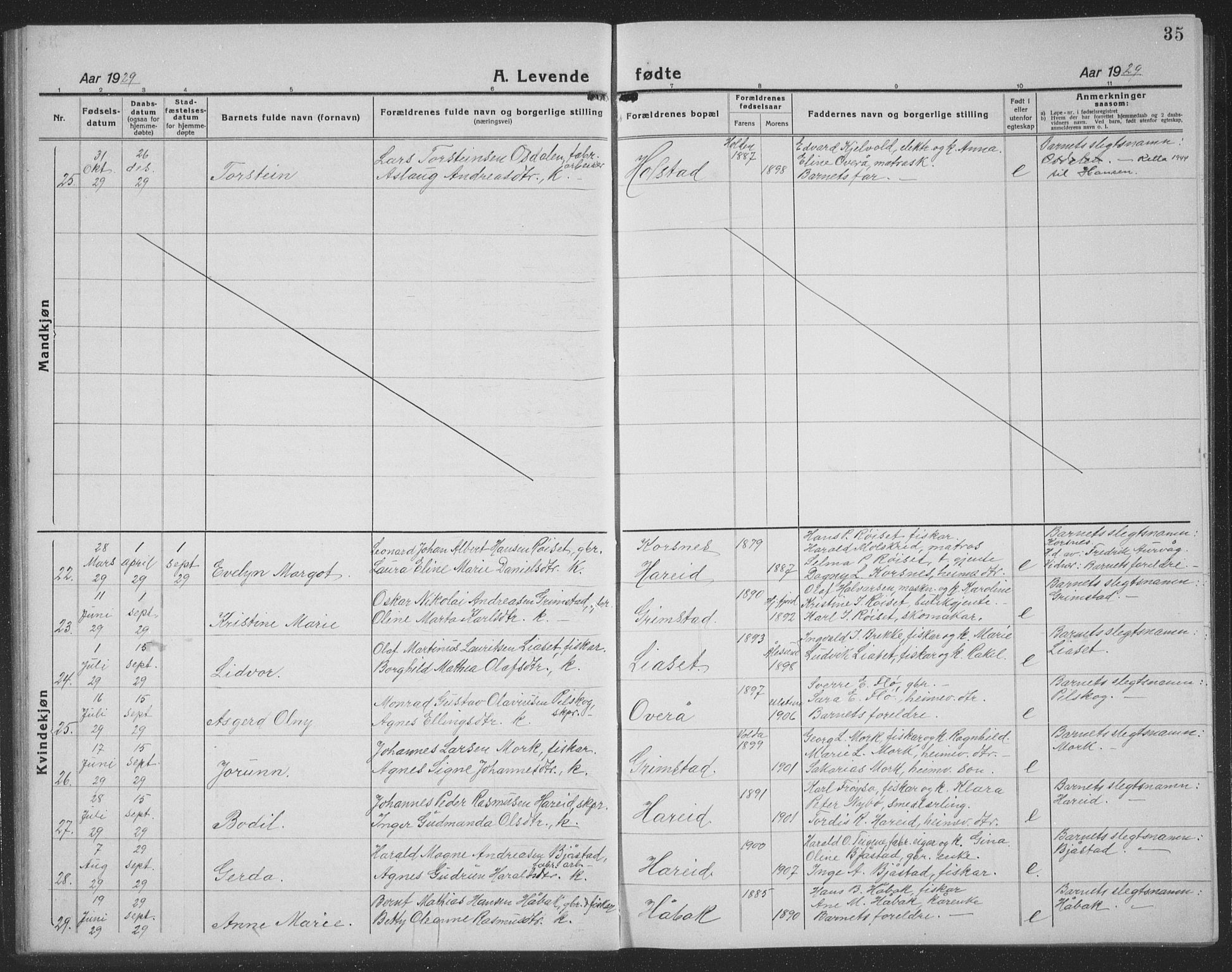 Ministerialprotokoller, klokkerbøker og fødselsregistre - Møre og Romsdal, AV/SAT-A-1454/510/L0127: Parish register (copy) no. 510C04, 1923-1939, p. 35