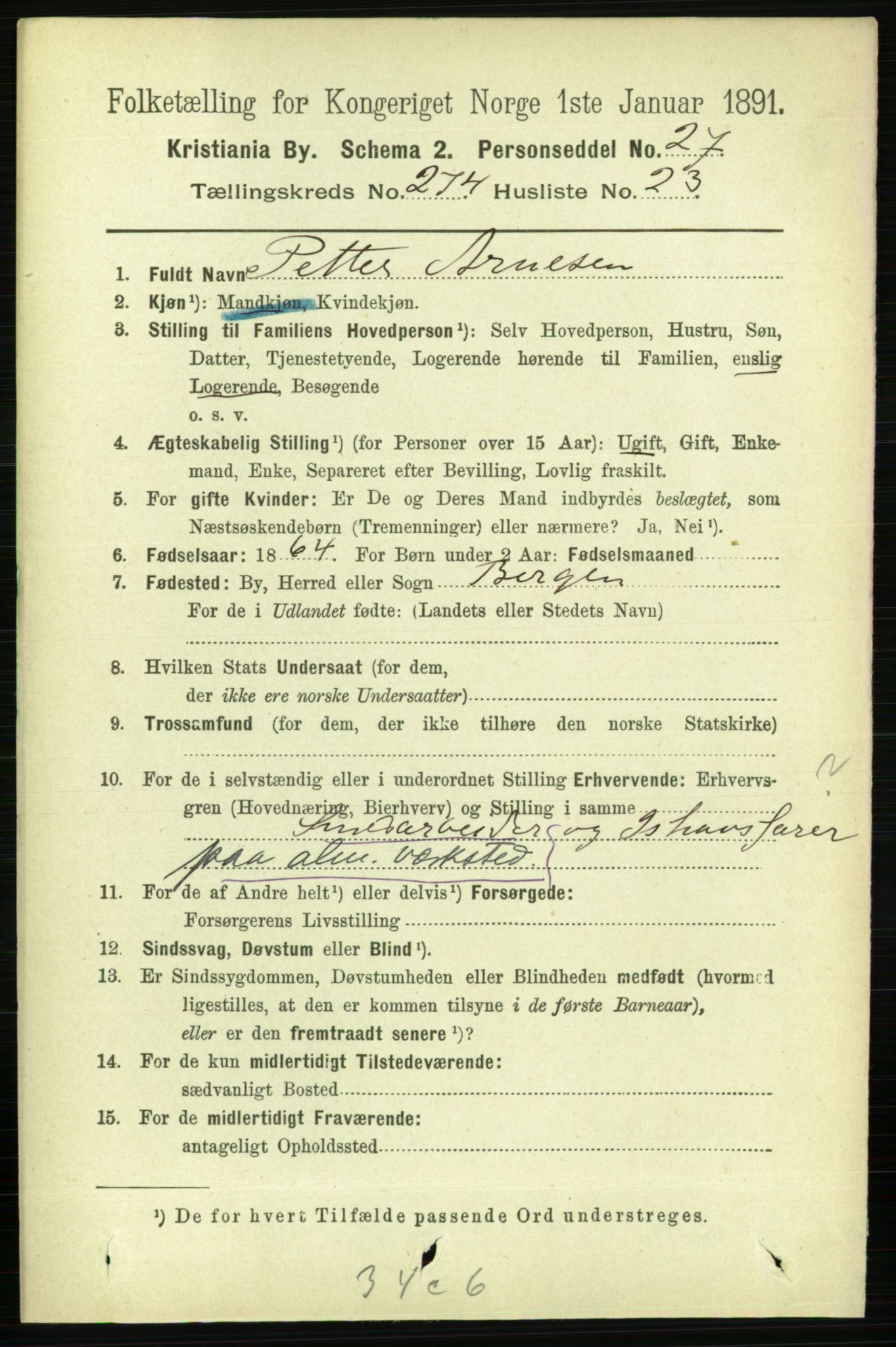 RA, 1891 census for 0301 Kristiania, 1891, p. 166889