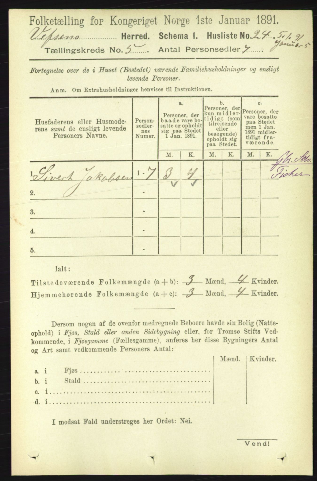 RA, 1891 census for 1824 Vefsn, 1891, p. 2025