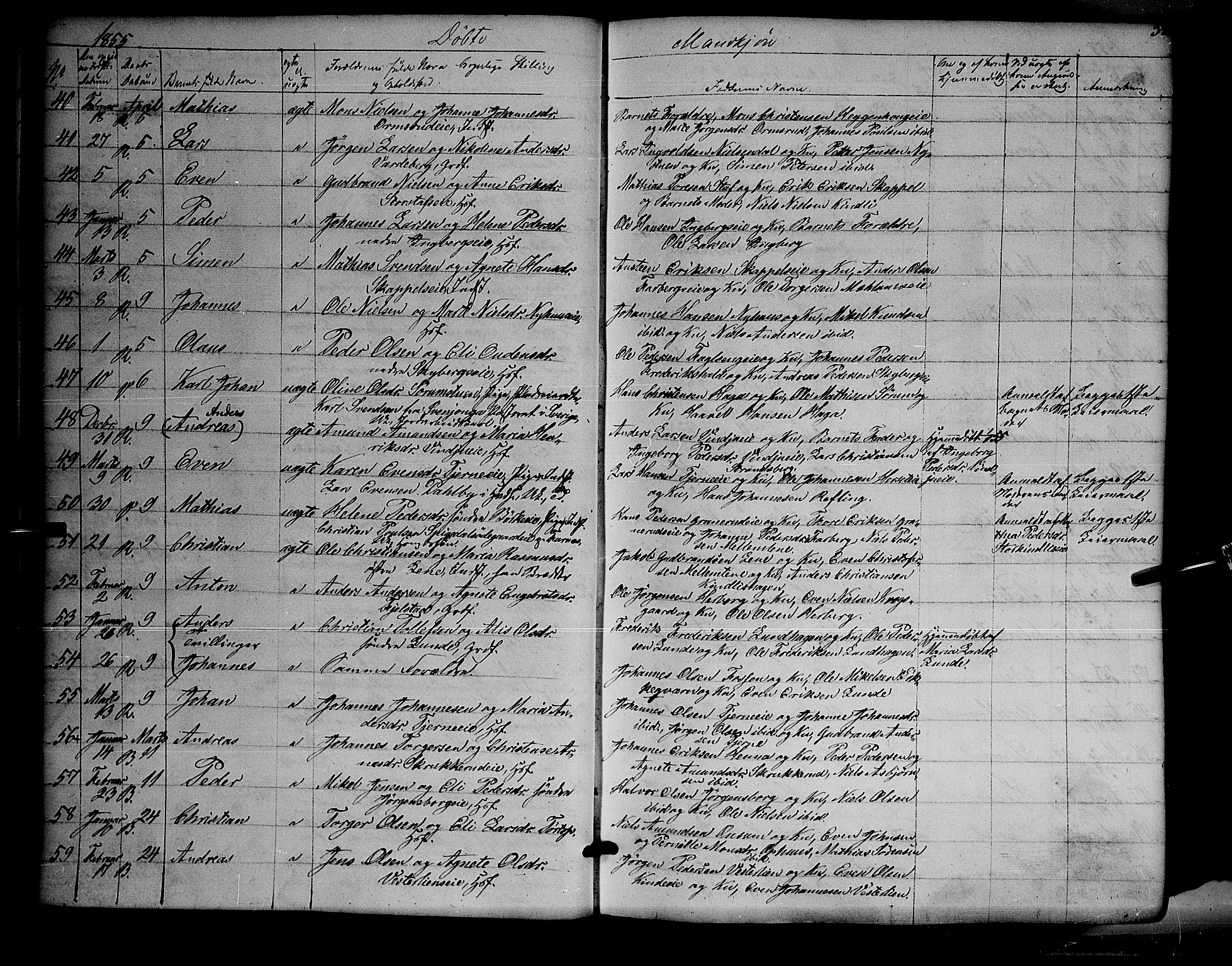 Ringsaker prestekontor, SAH/PREST-014/K/Ka/L0009: Parish register (official) no. 9, 1850-1860, p. 38
