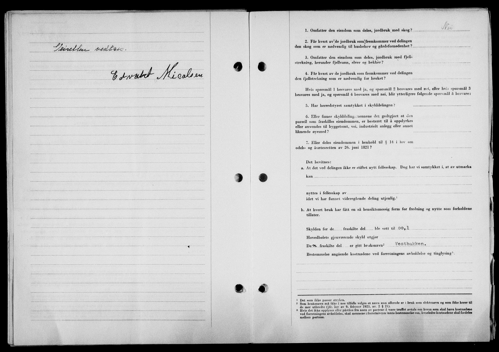 Lofoten sorenskriveri, SAT/A-0017/1/2/2C/L0025a: Mortgage book no. 25a, 1950-1951, Diary no: : 650/1951