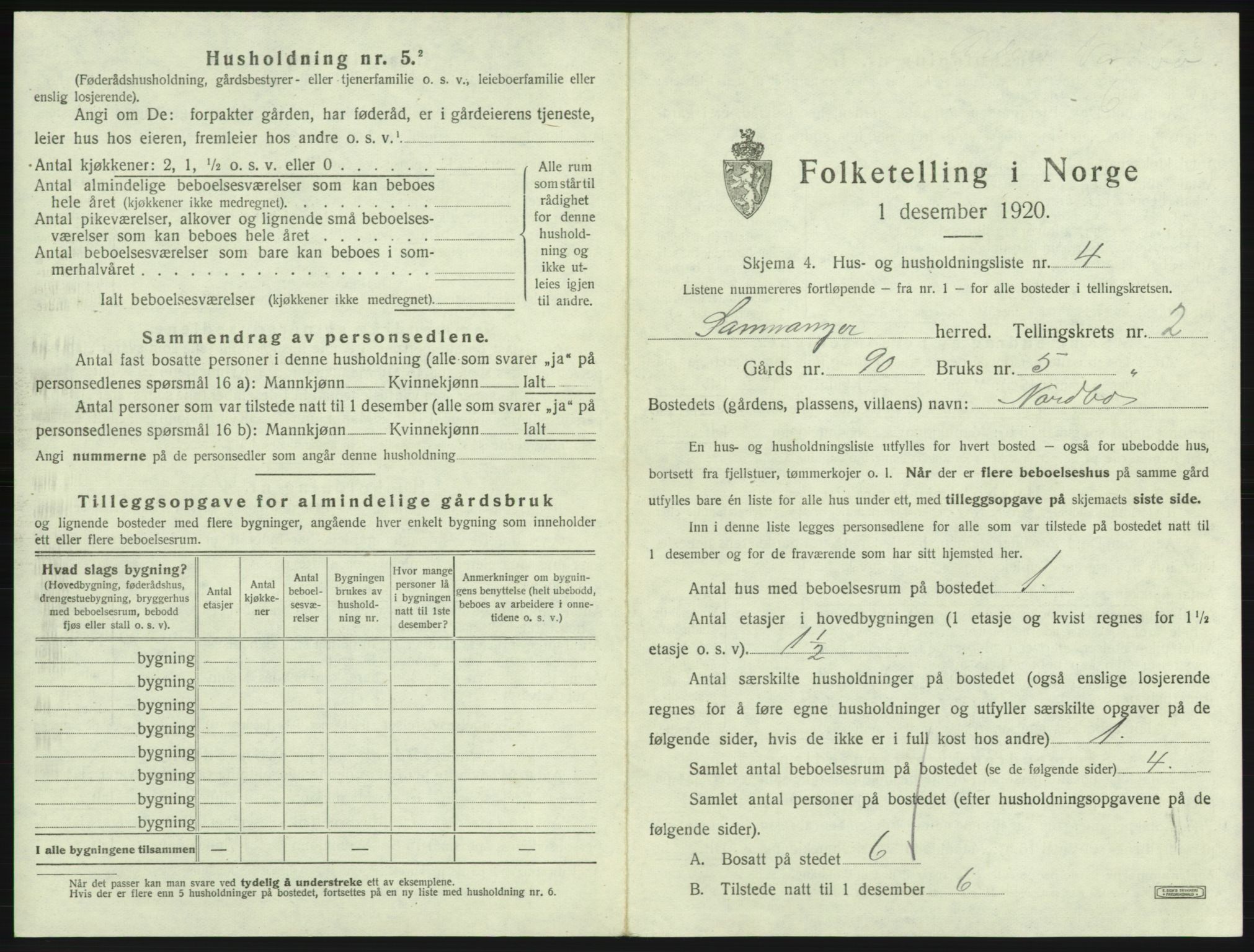 SAB, 1920 census for Samnanger, 1920, p. 99