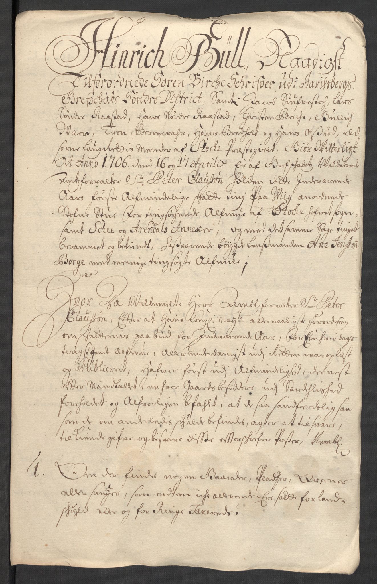 Rentekammeret inntil 1814, Reviderte regnskaper, Fogderegnskap, RA/EA-4092/R32/L1872: Fogderegnskap Jarlsberg grevskap, 1706-1707, p. 135