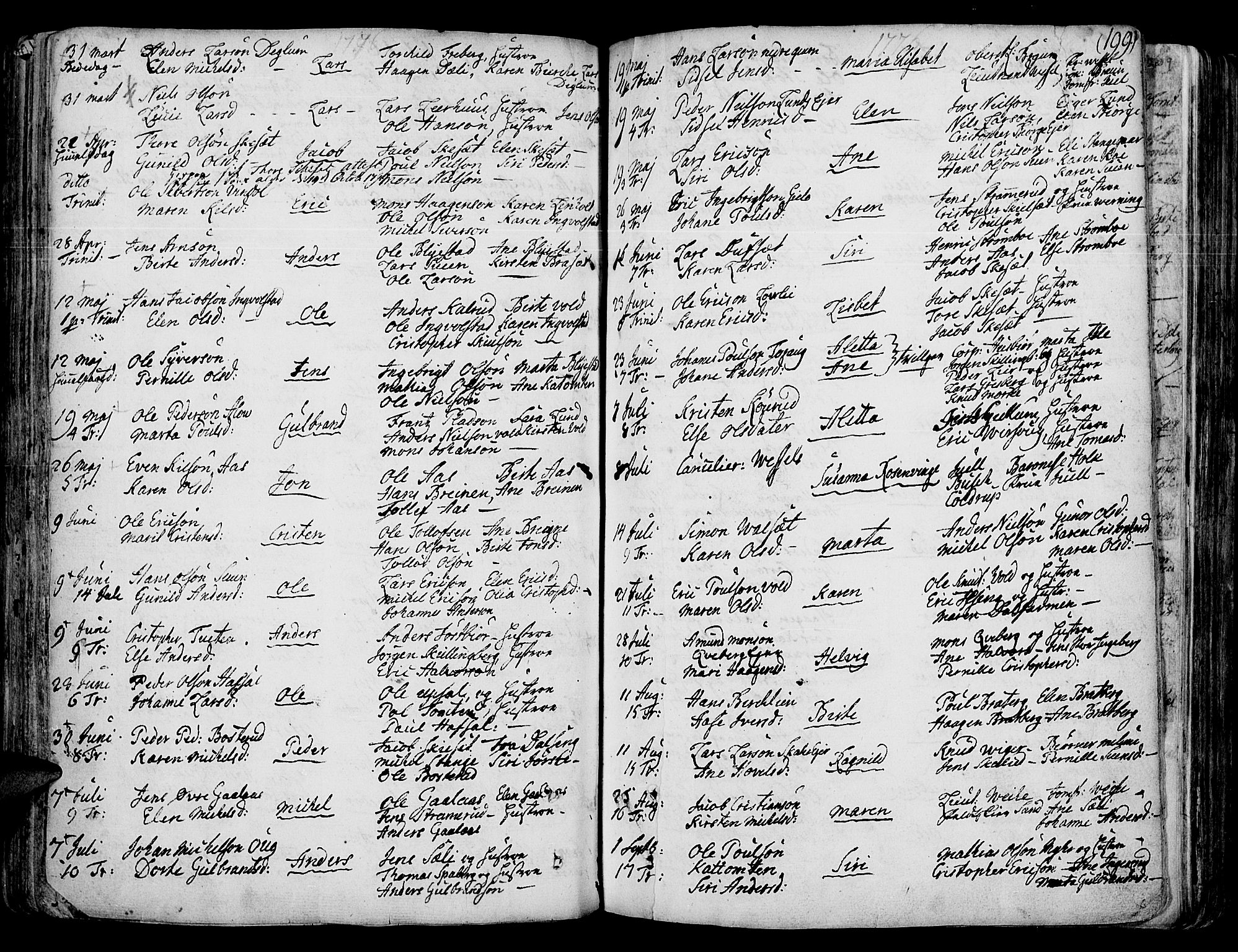 Vang prestekontor, Hedmark, SAH/PREST-008/H/Ha/Haa/L0003: Parish register (official) no. 3, 1734-1809, p. 199