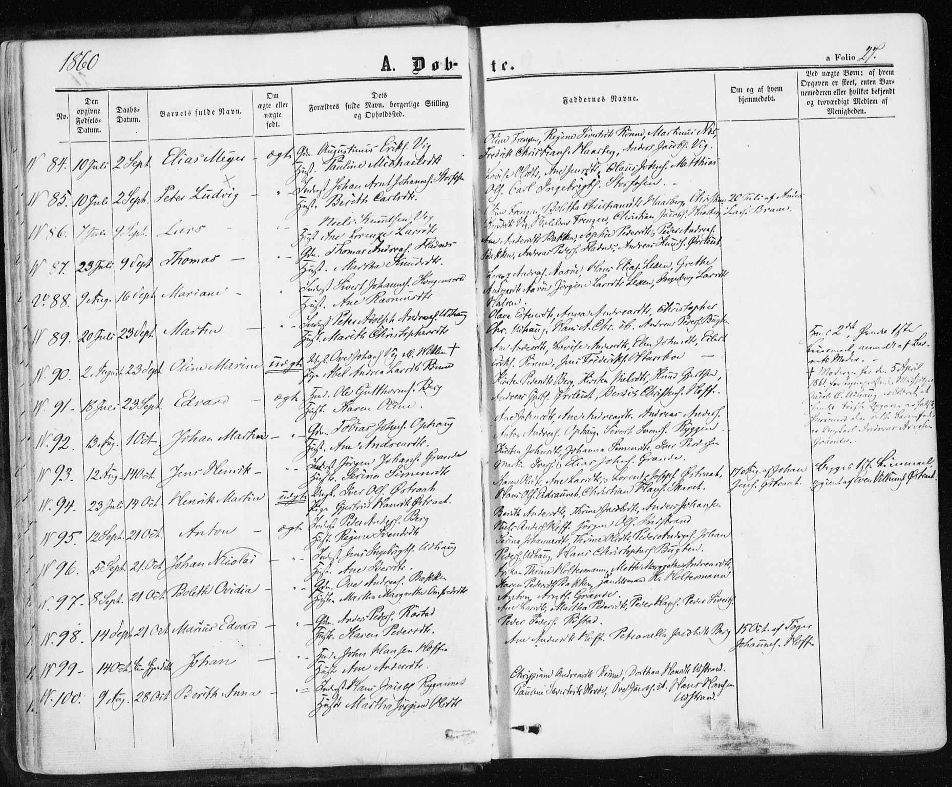 Ministerialprotokoller, klokkerbøker og fødselsregistre - Sør-Trøndelag, SAT/A-1456/659/L0737: Parish register (official) no. 659A07, 1857-1875, p. 27